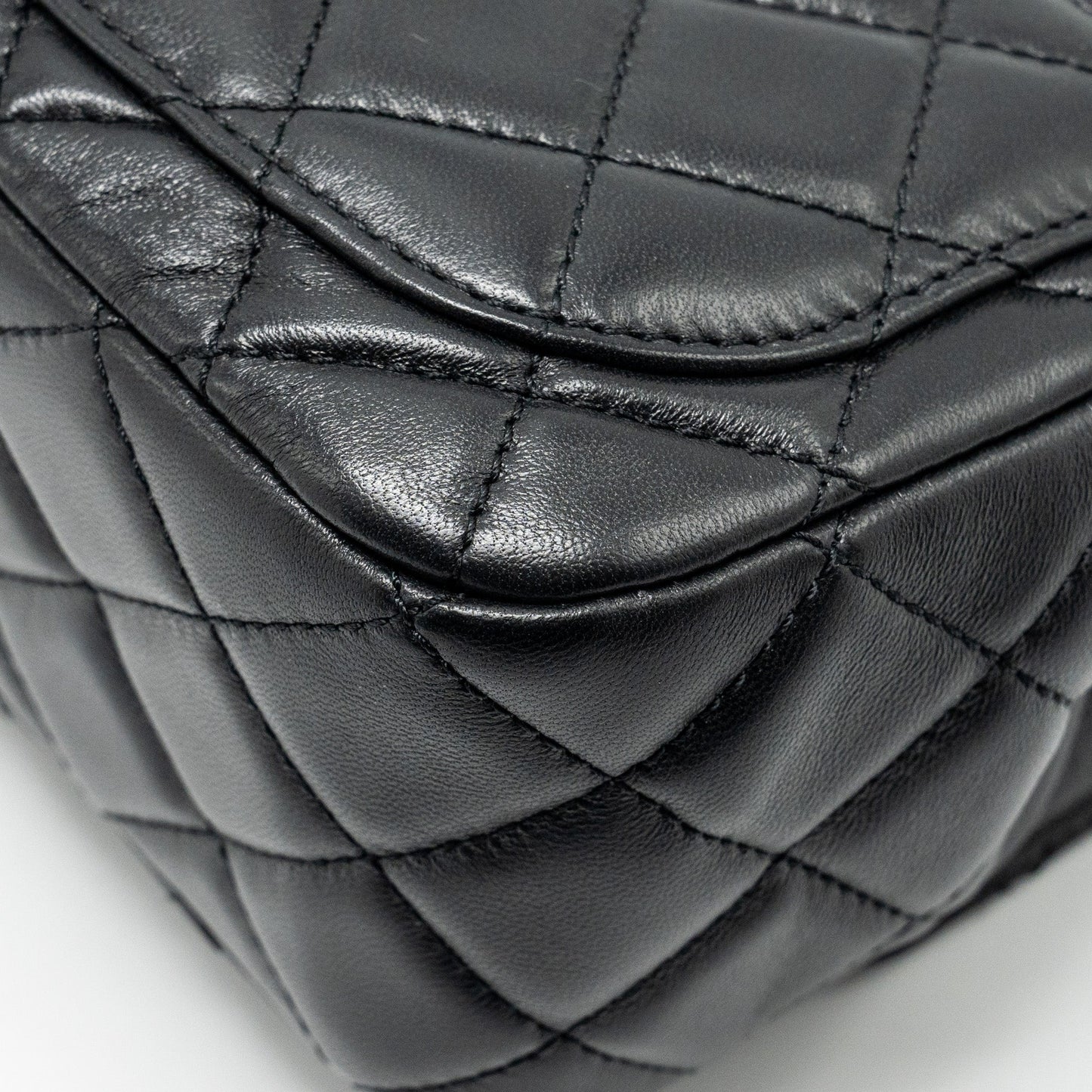 Chanel Pearl Crush Mini Square Flap Bag Lambskin BLACK  (Microchip)