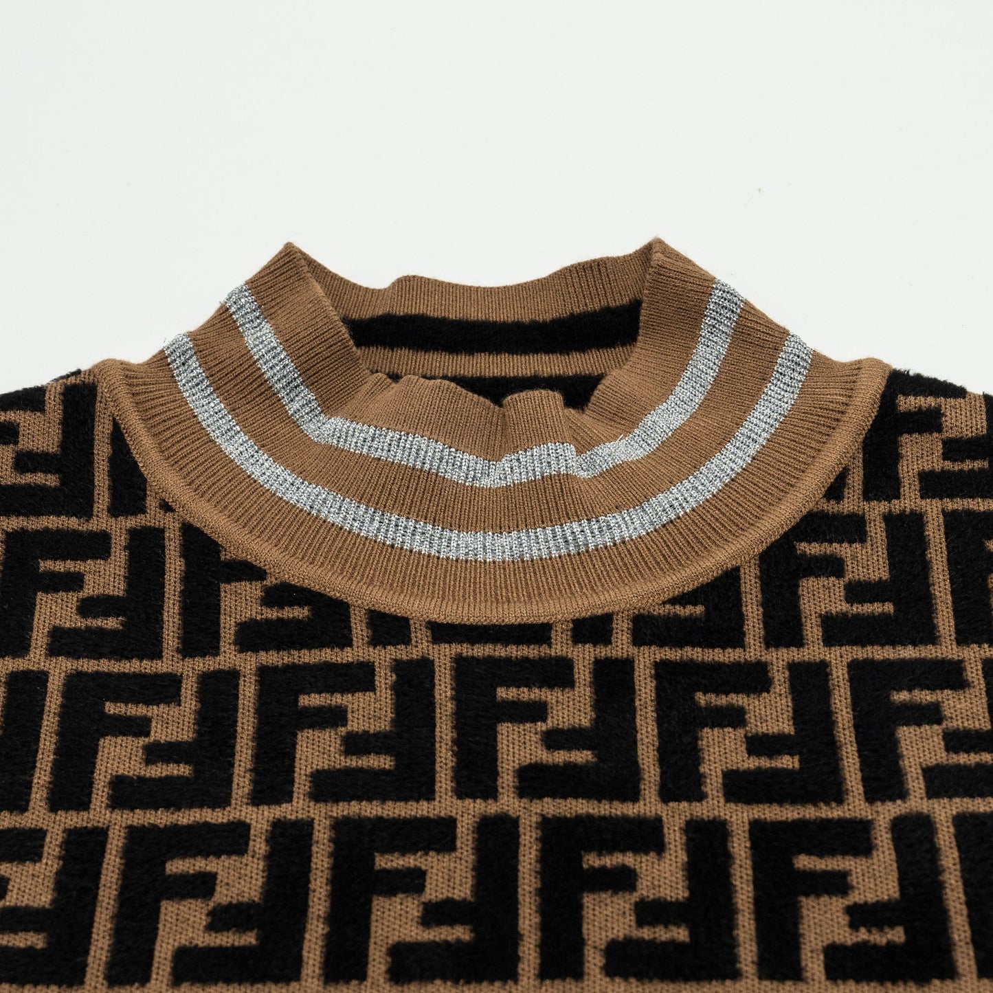 Fendi Size 38 Knit Top Viscose/Polyester Brown/Black