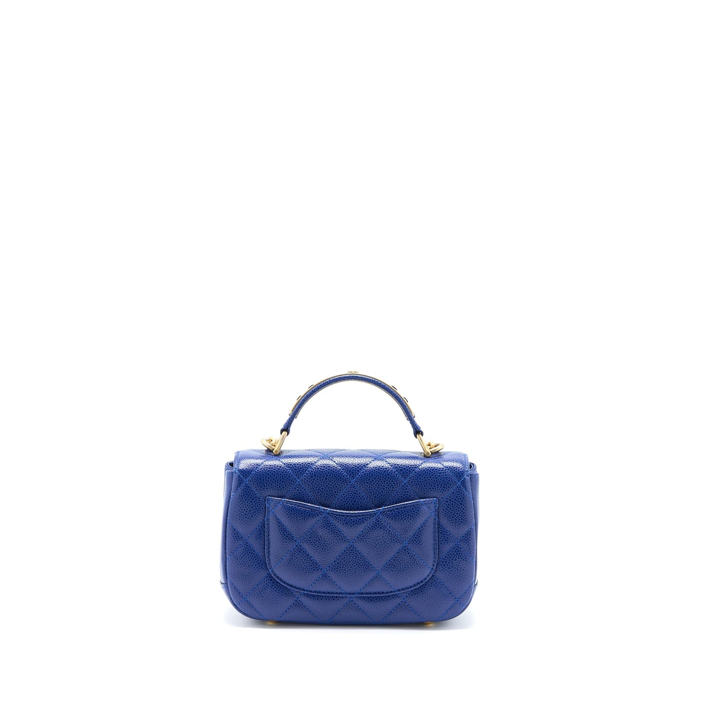 Chanel Top Handle Quilted Flap Bag Caviar Blue