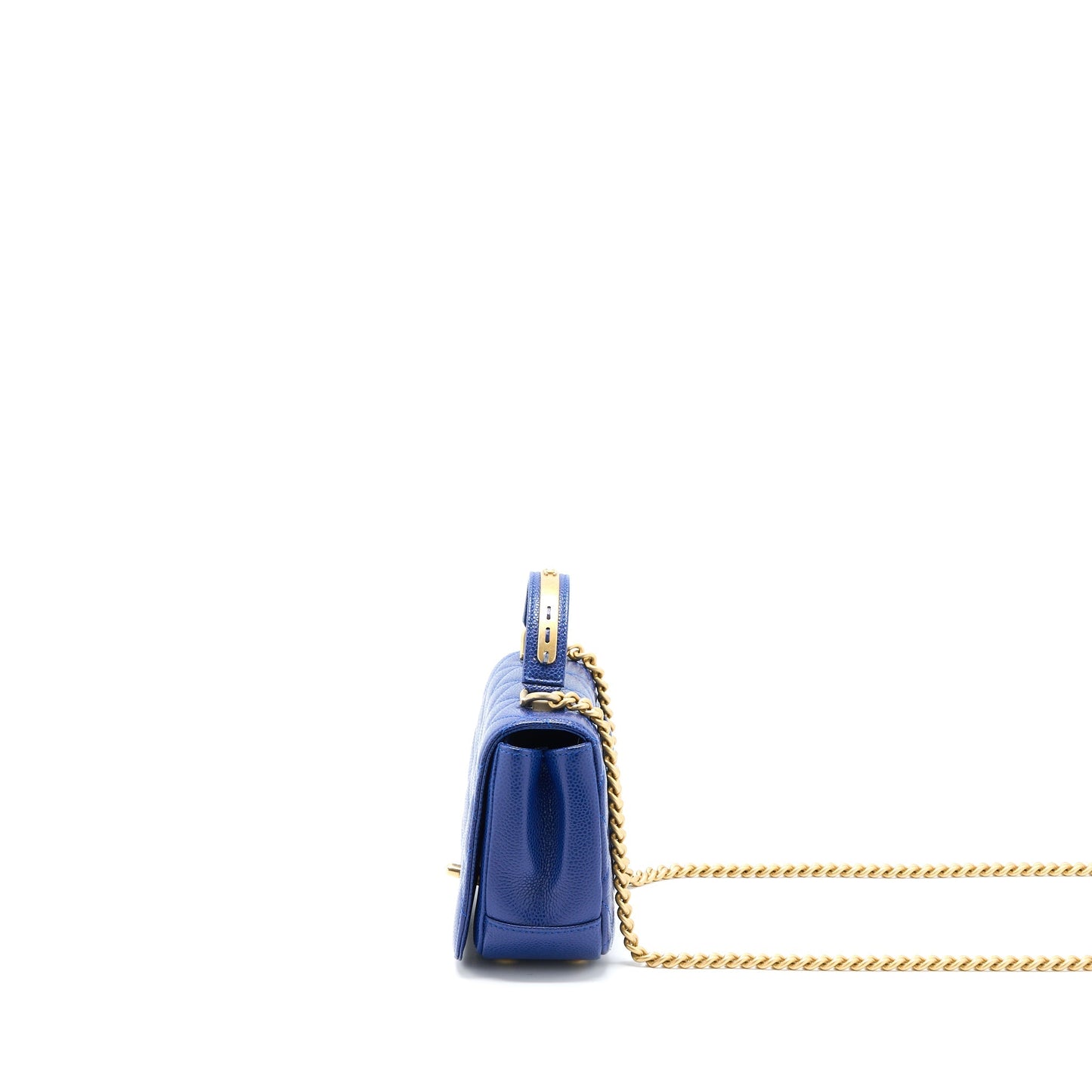 Chanel Top Handle Quilted Flap Bag Caviar Blue