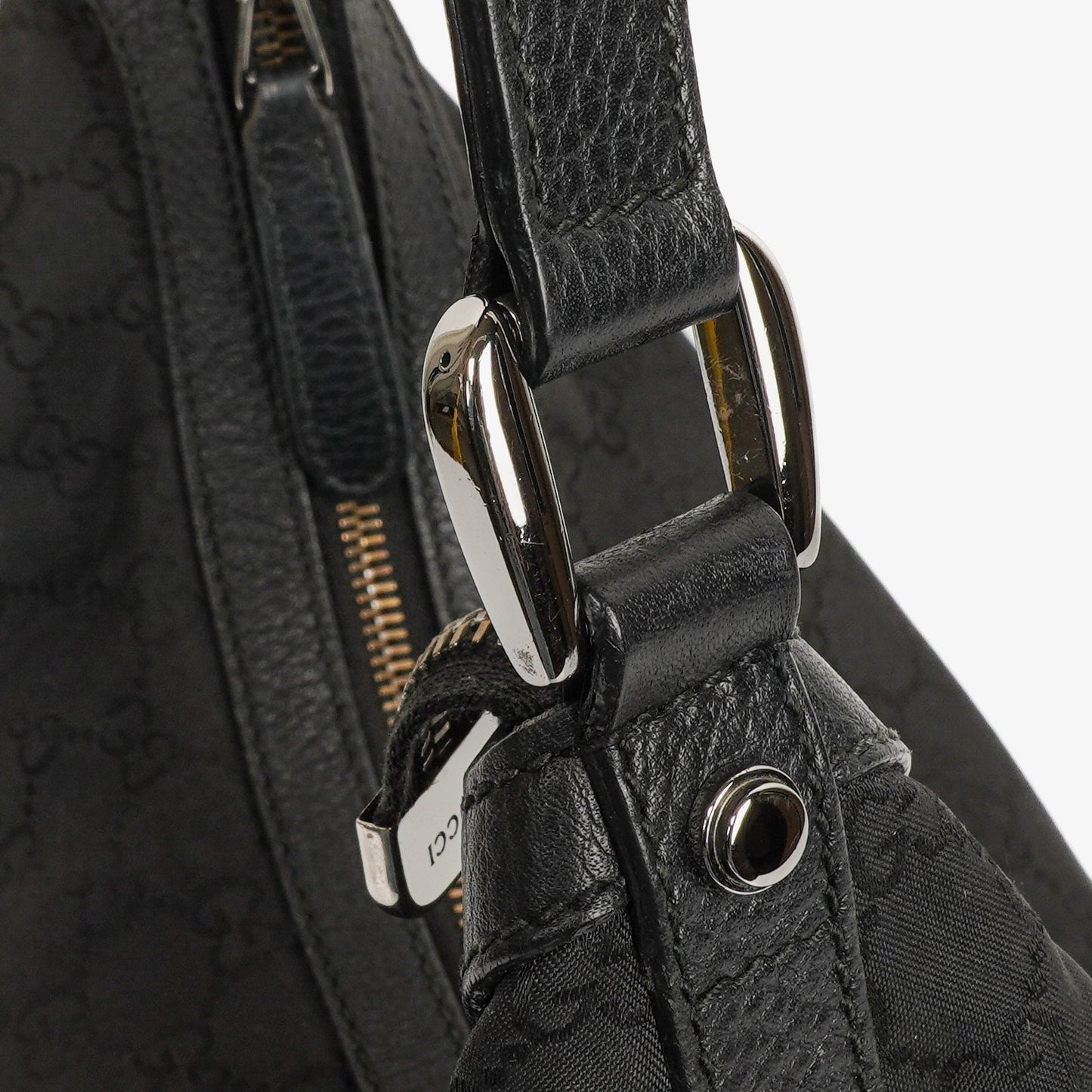 Gucci GG Canvas Charm Black Hobo Bag