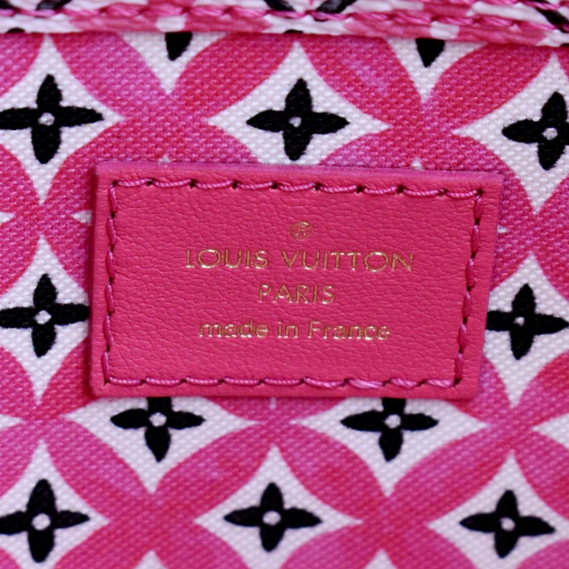 LOUIS VUITTON Giant Rose Neverfull MM Monogram Canvas Shoulder Bag White