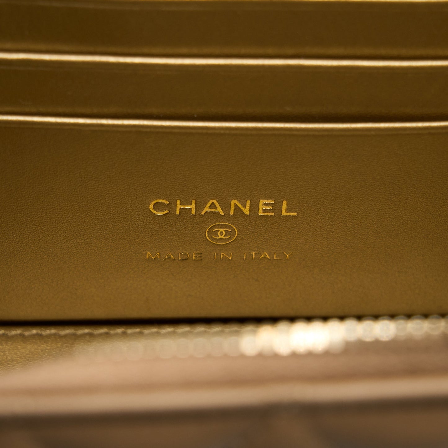 Chanel Pearl Crush Long Vanity Case Lambskin Dark Beige