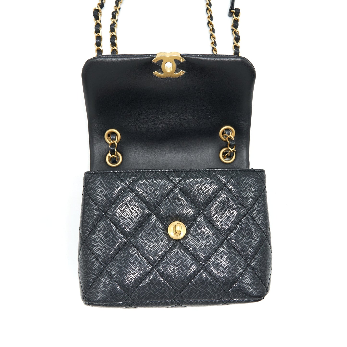 Chanel 22P New Square Flap Bag Caviar Black