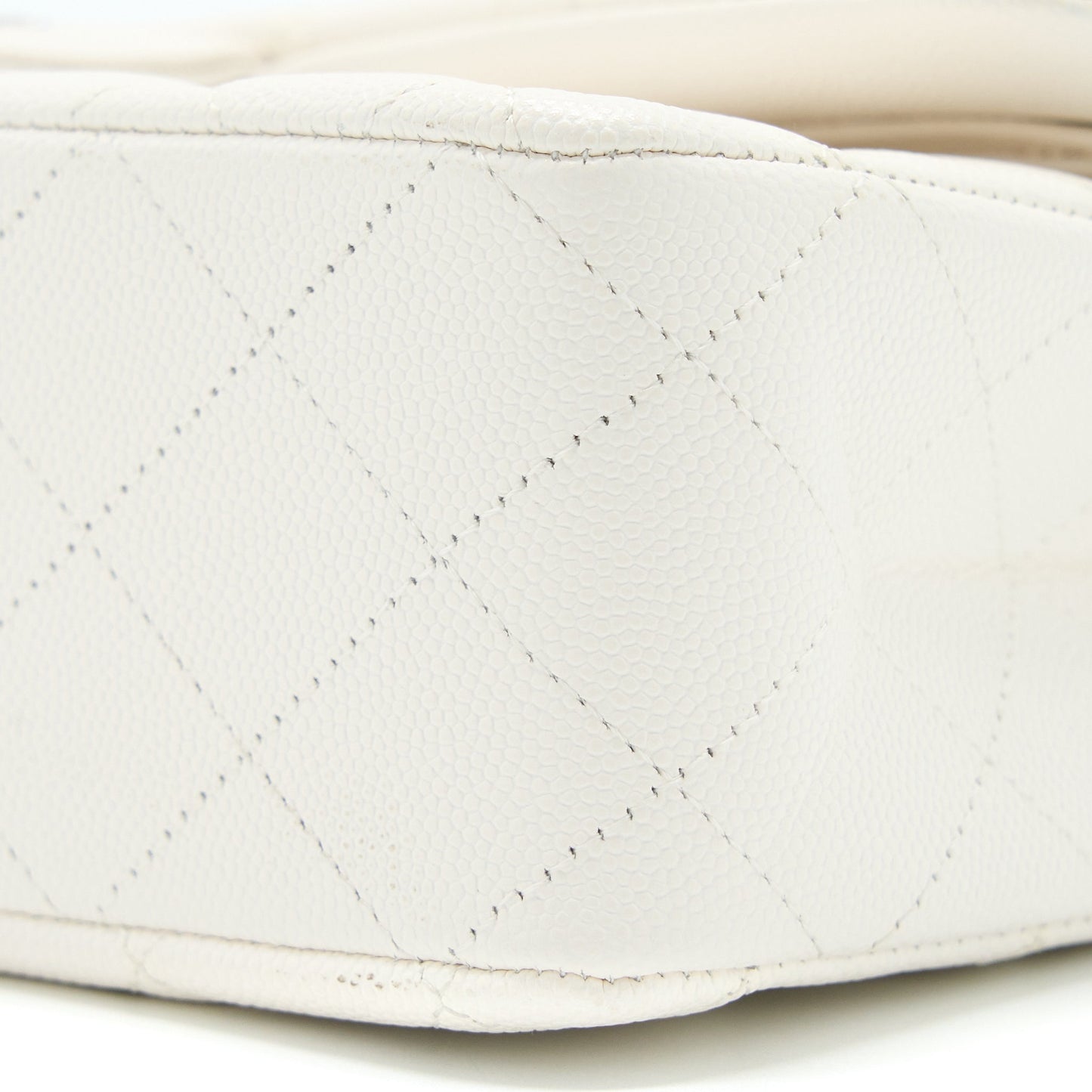 Chanel Medium Classic Double Flap Bag Caviar White  (Microchip)