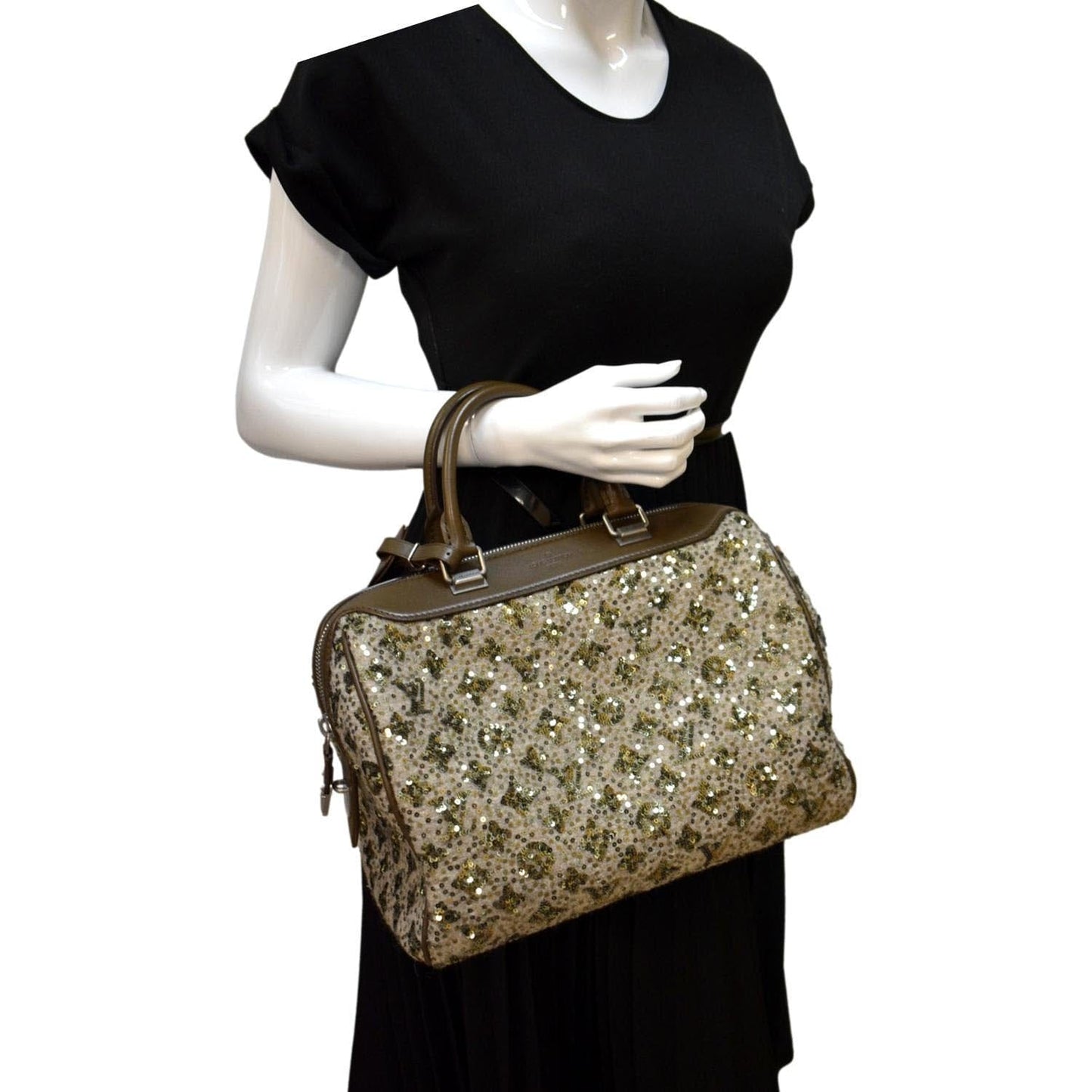 LOUIS VUITTON  Sunshine Express 30 Monogram Sequin Satchel Bag Khaki