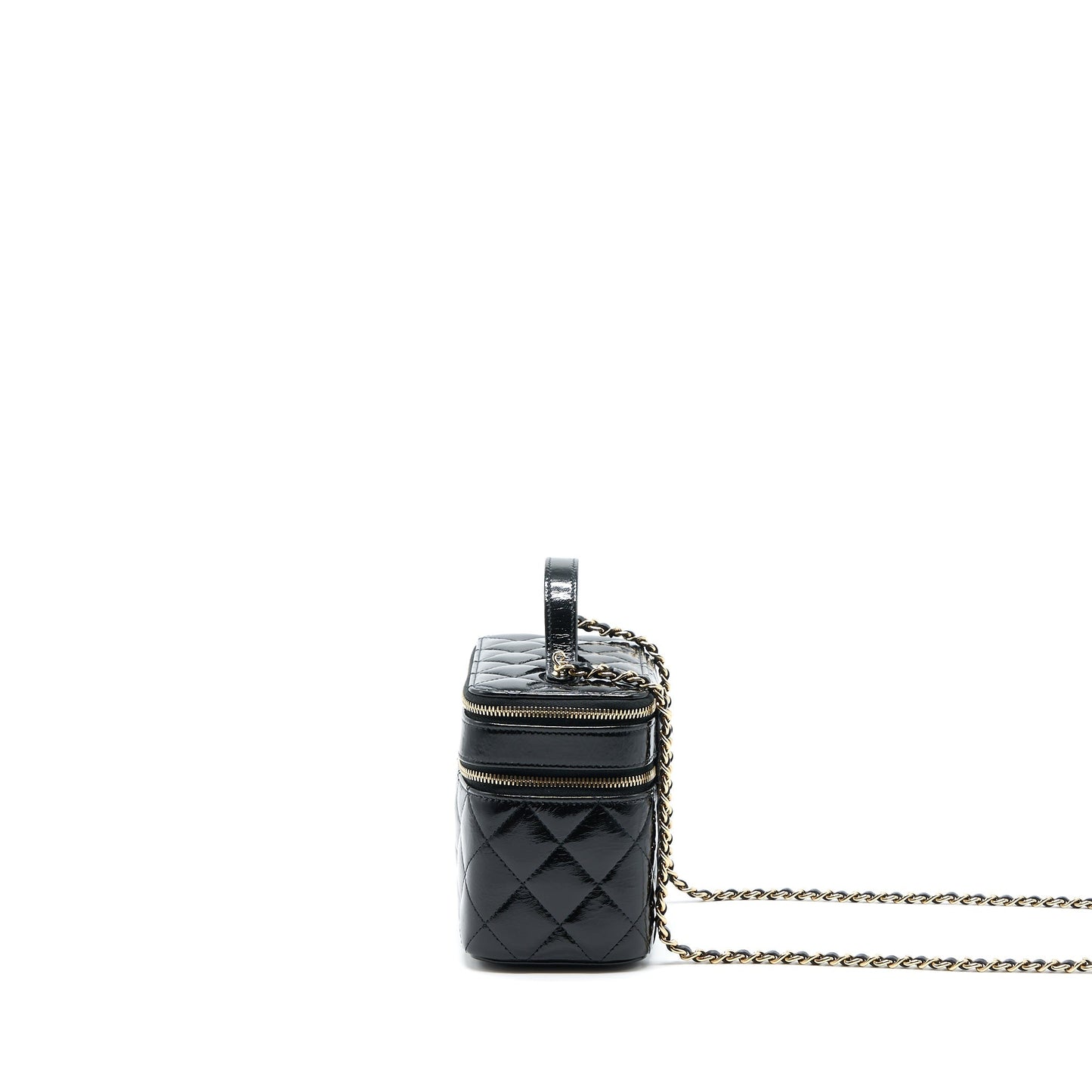 Chanel Vanity Case Glazed Lambskin Black L