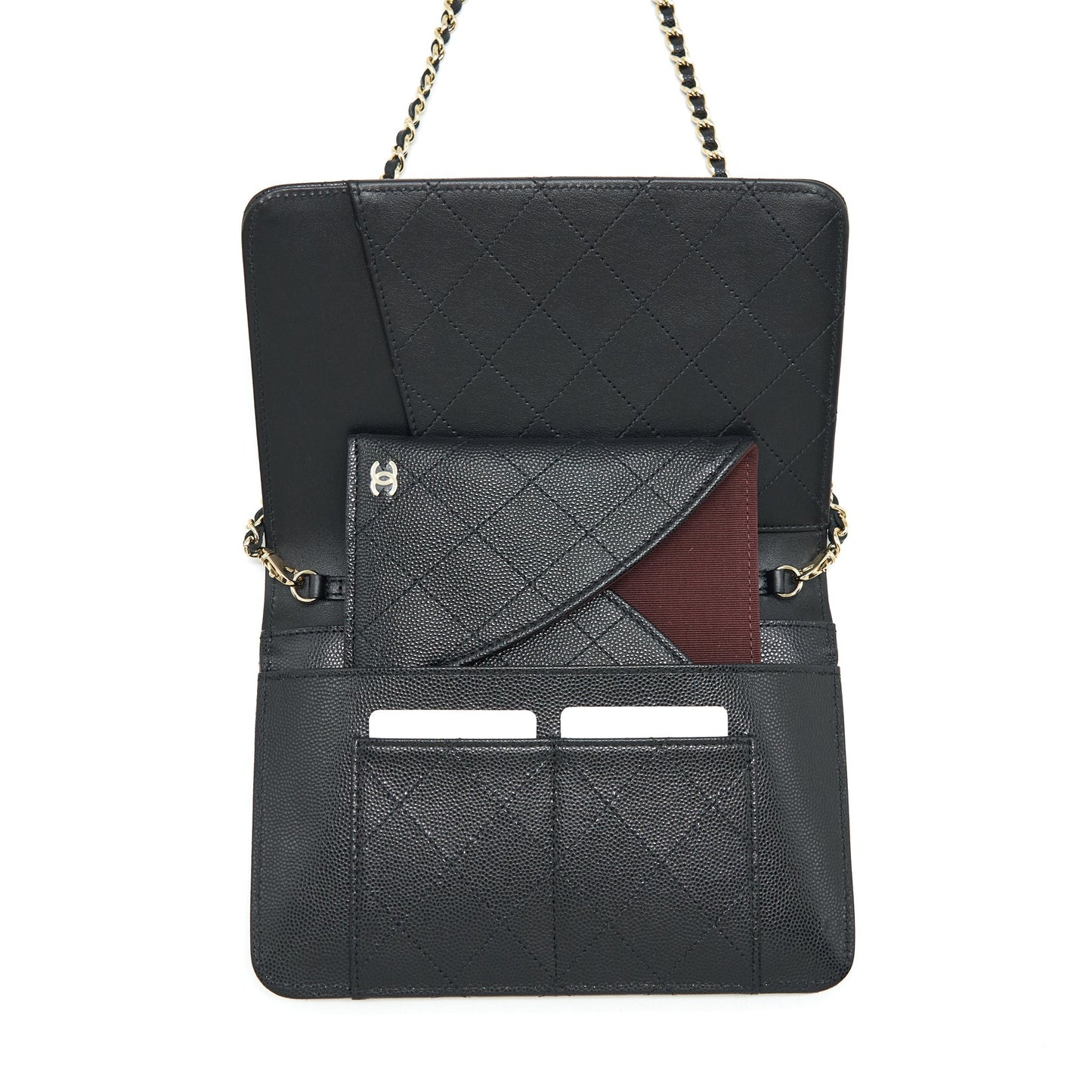 Chanel 22P 2 In 1 Wallet On Chain Caviar Black L