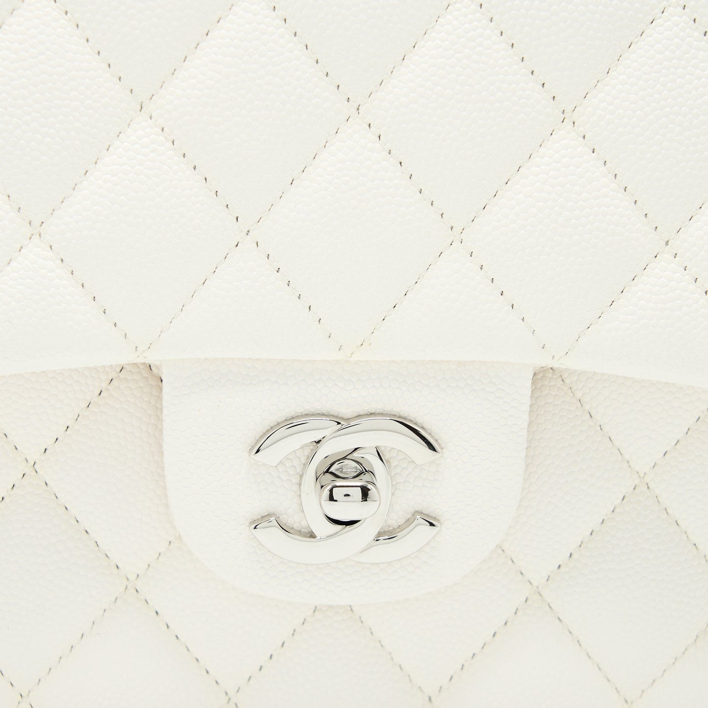Chanel Medium Classic Double Flap Bag Caviar White  (Microchip)