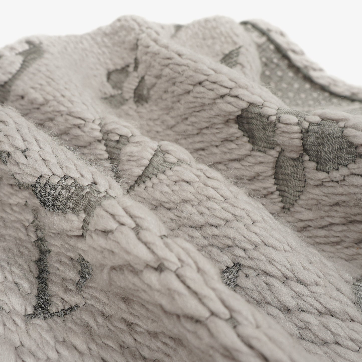 Louis Vuitton Wool Silk Logomania Scarf in Pearl Grey