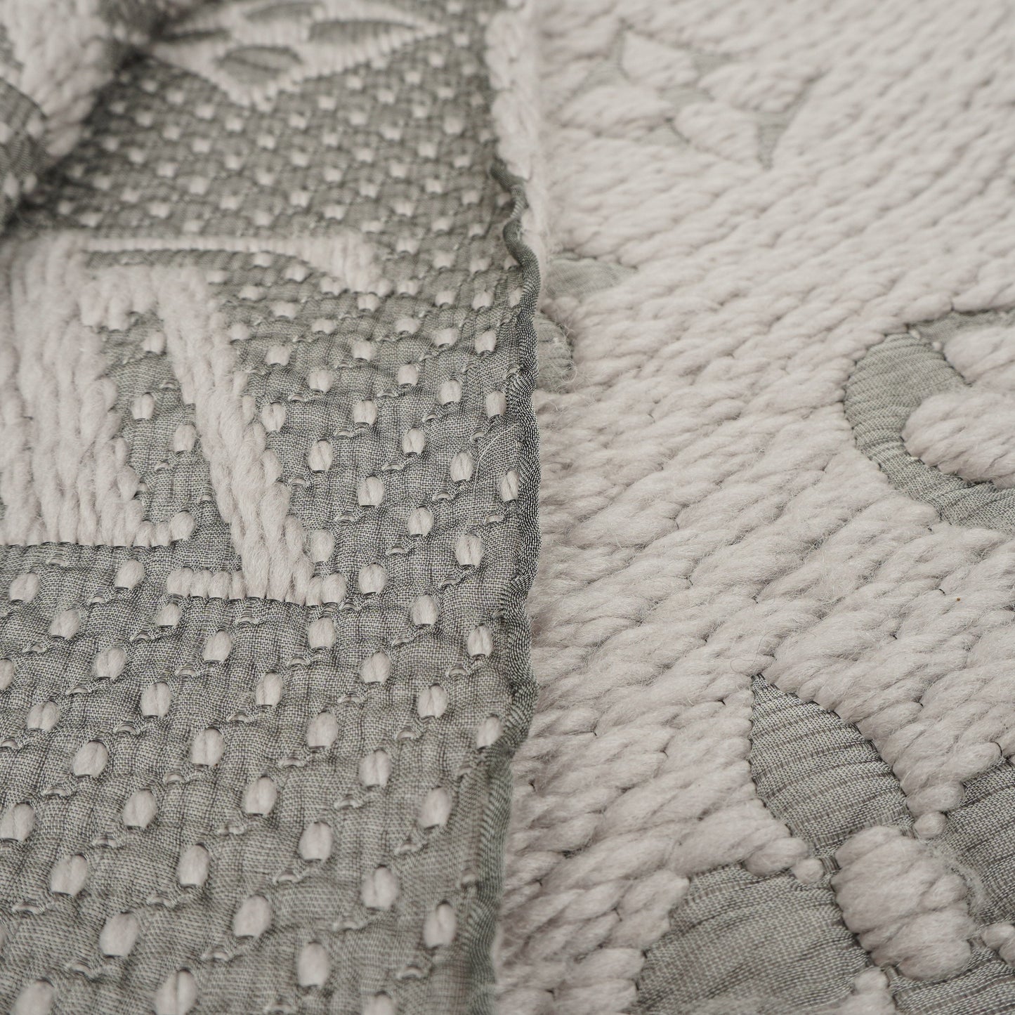 Louis Vuitton Wool Silk Logomania Scarf in Pearl Grey