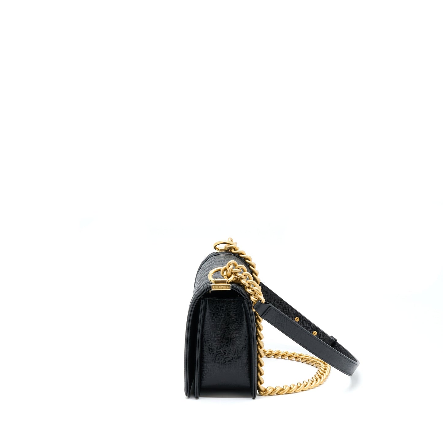 Chanel Medium Boy Caviar Black Brushed Gold Hardware