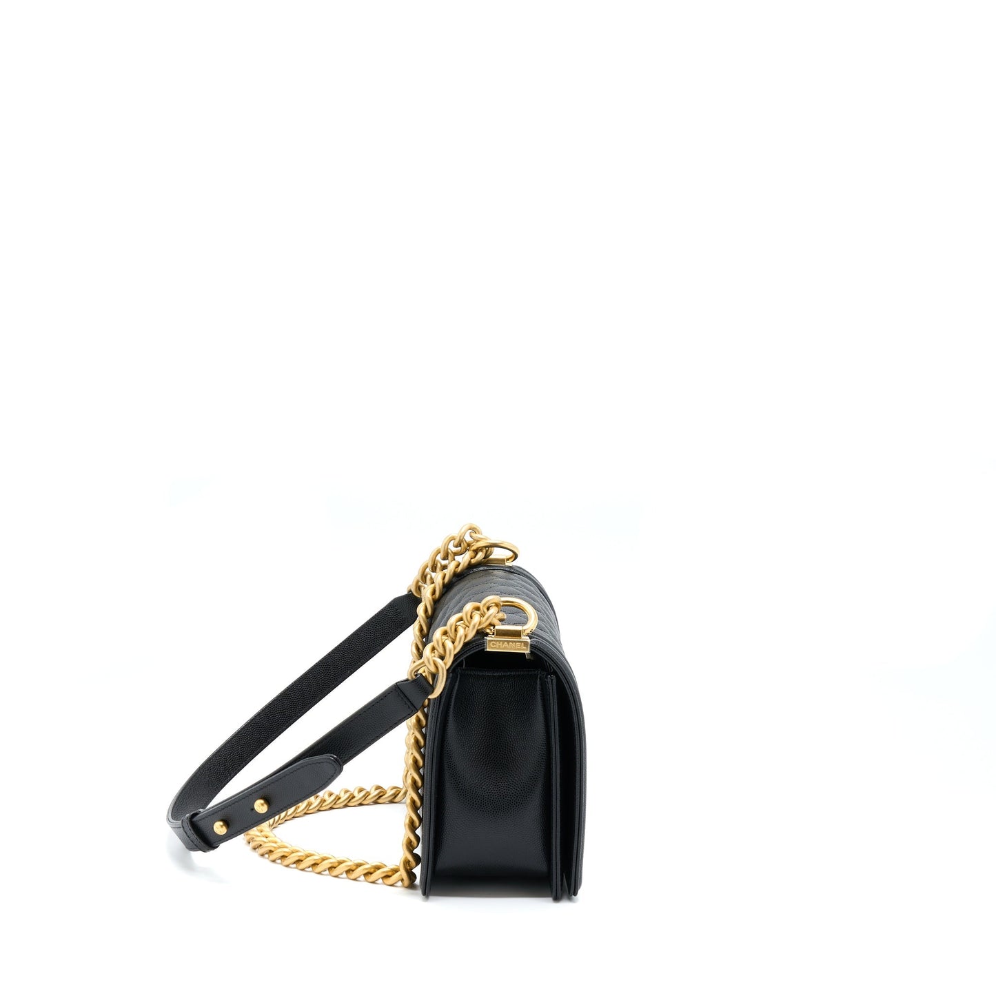 Chanel Medium Boy Caviar Black Brushed Gold Hardware