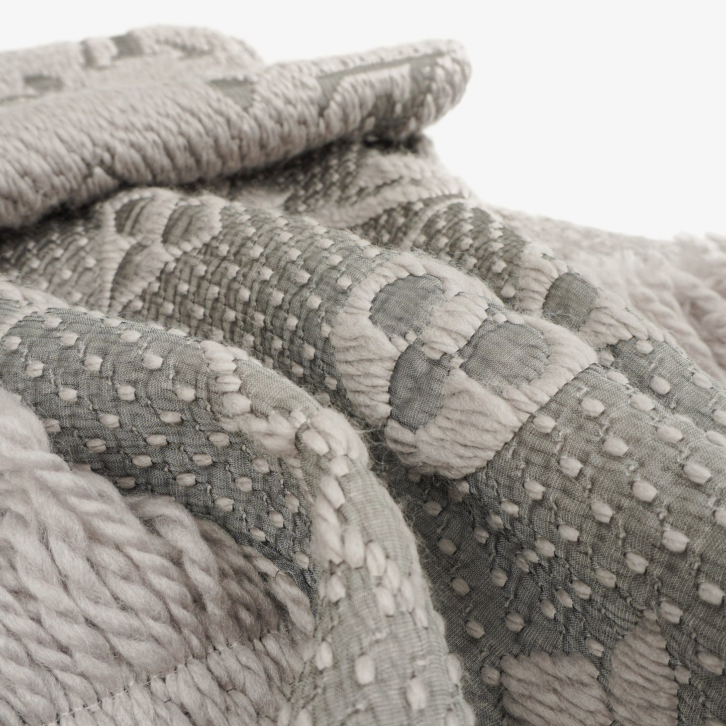 Louis Vuitton Wool Silk Logomania Scarf in Pearl Grey