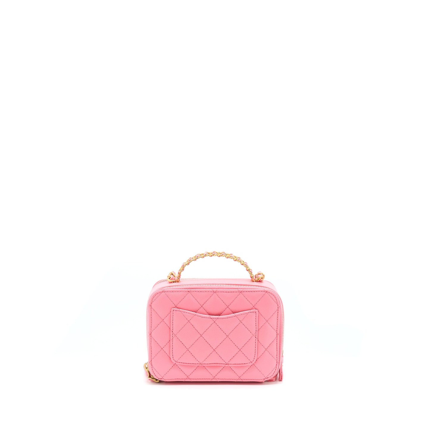 Chanel 22S Letter Top Handle Small Vanity Case Caviar Pink Brushed