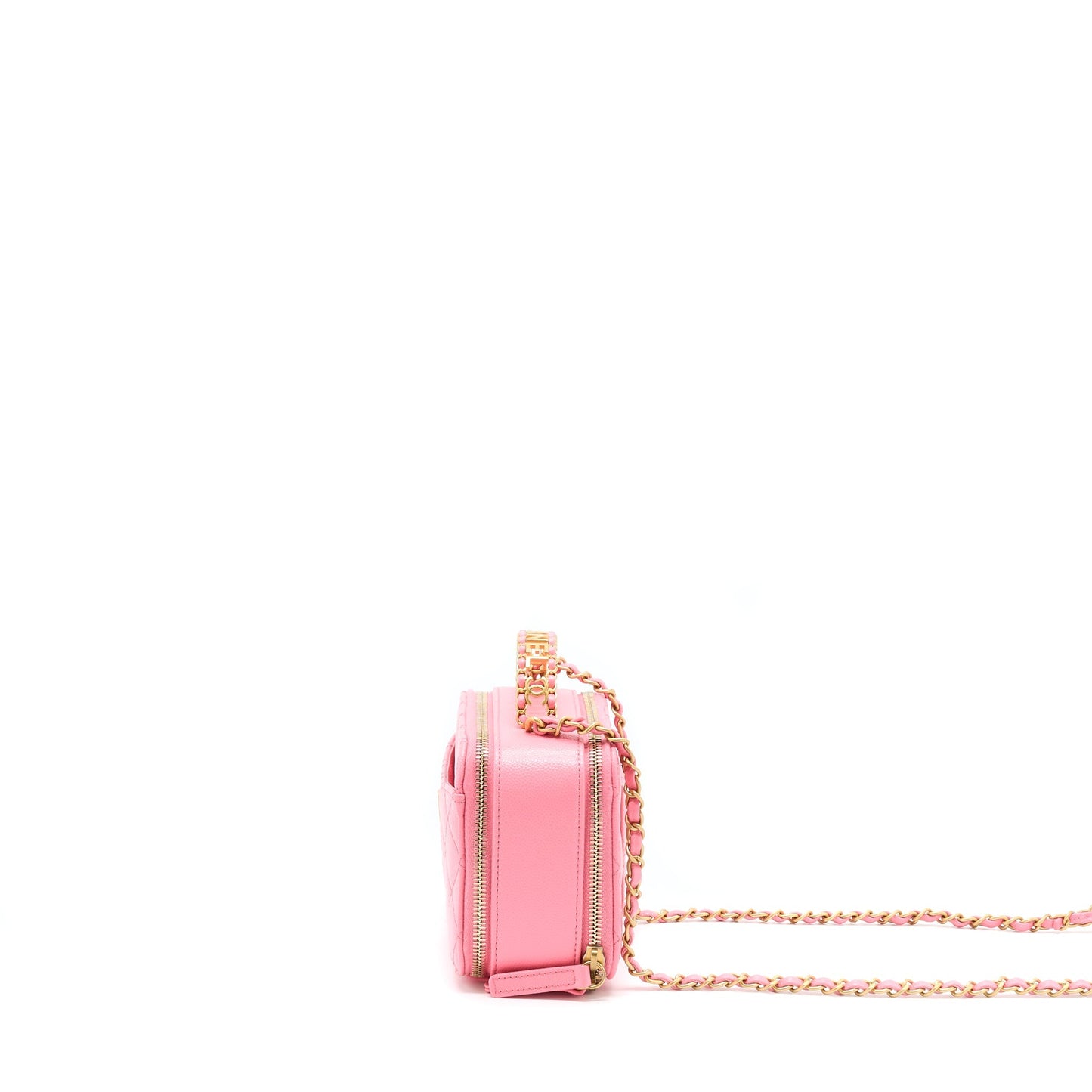 Chanel 22S Letter Top Handle Small Vanity Case Caviar Pink Brushed