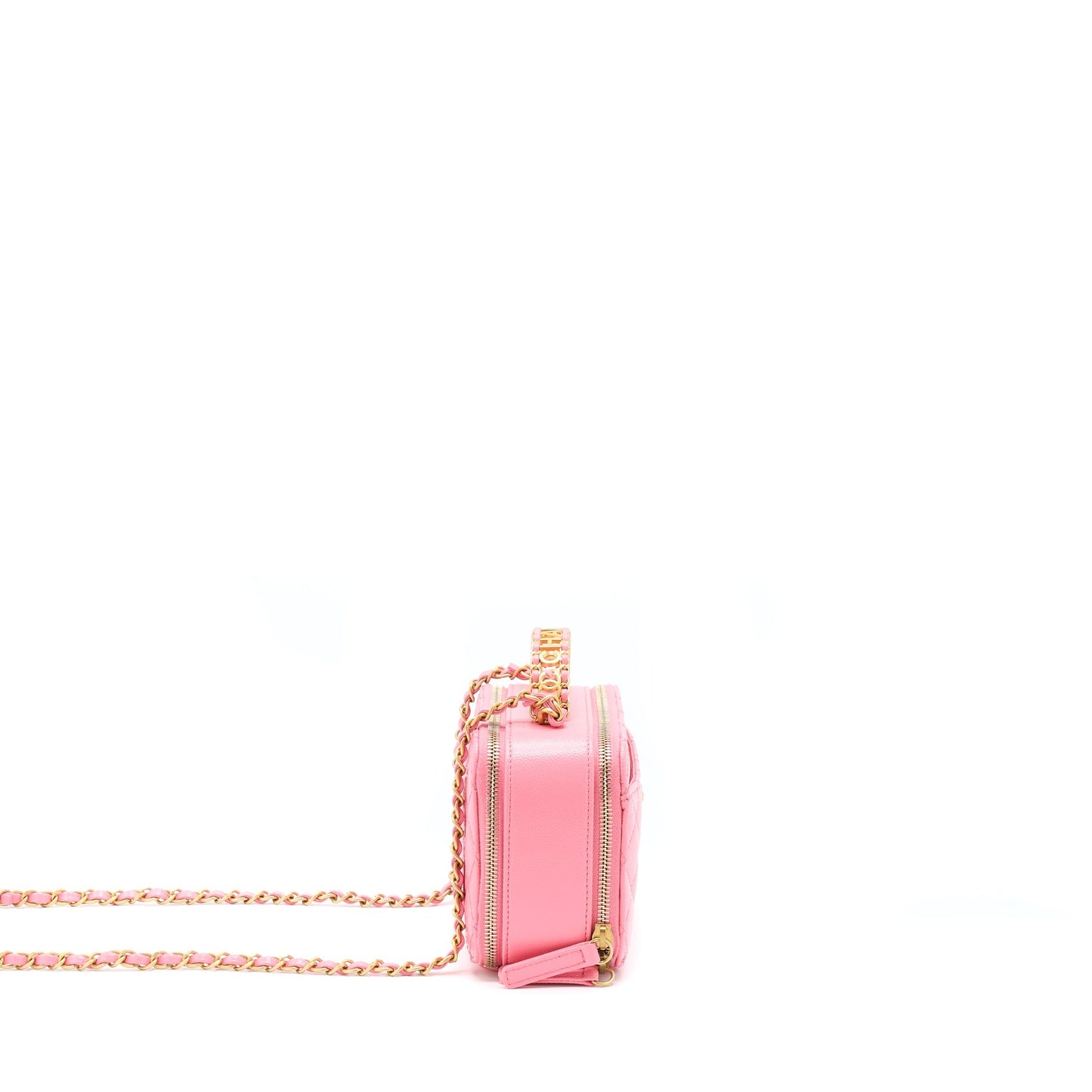 Chanel 22S Letter Top Handle Small Vanity Case Caviar Pink Brushed