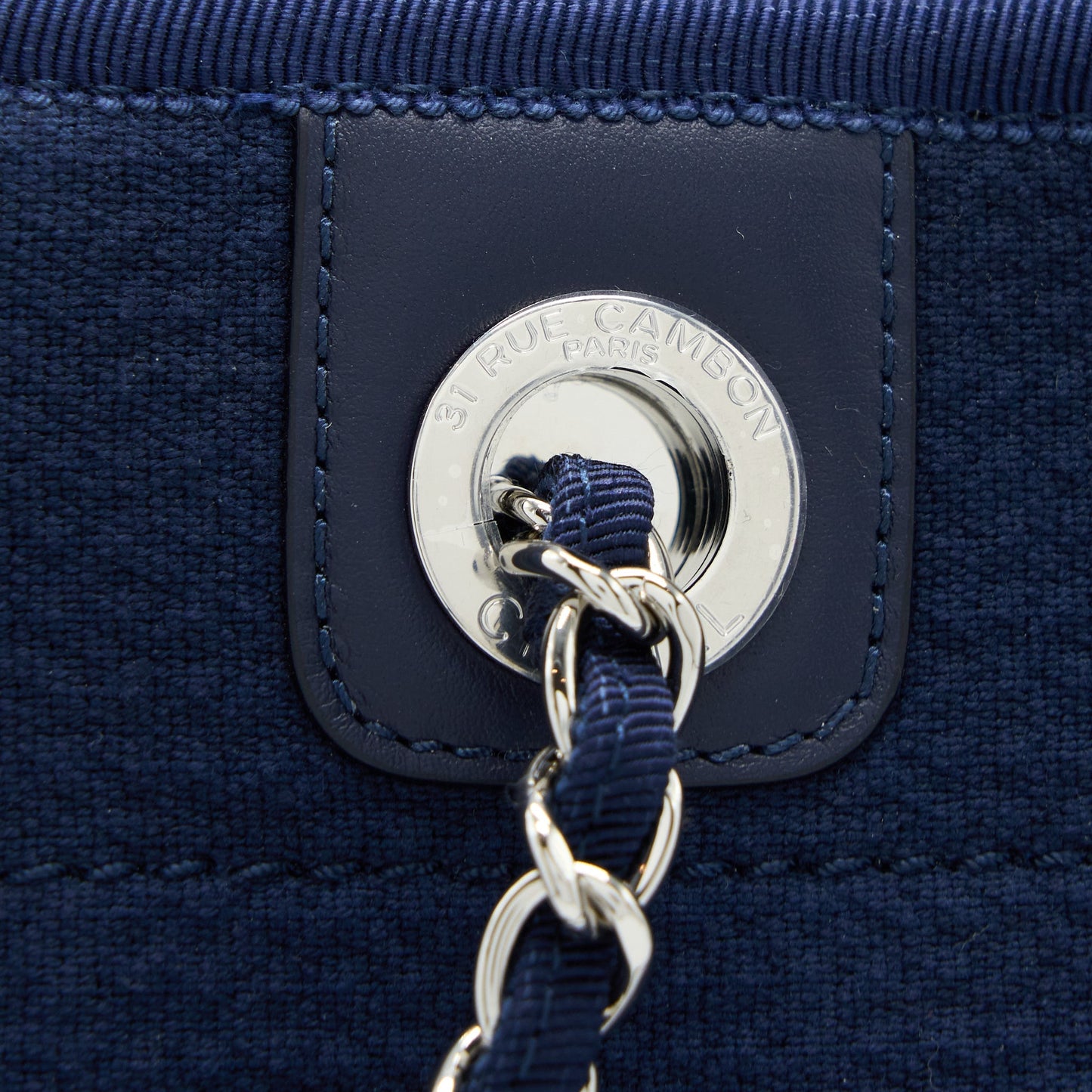 Chanel PM Deauville Tote Bag Canvas Navy  (Microchip)