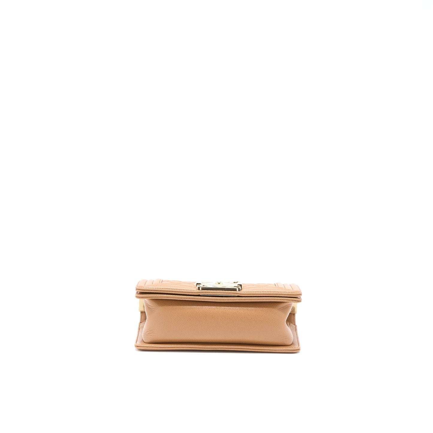Chanel 21K Small Boy Bag Caviar Camel L (Microchip)
