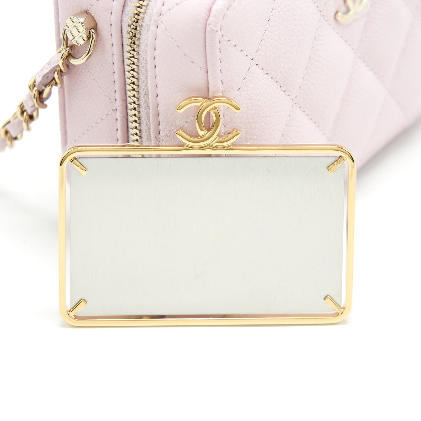 Chanel 22P Top Handle Mini Vanity With Chain Caviar Light Pink L