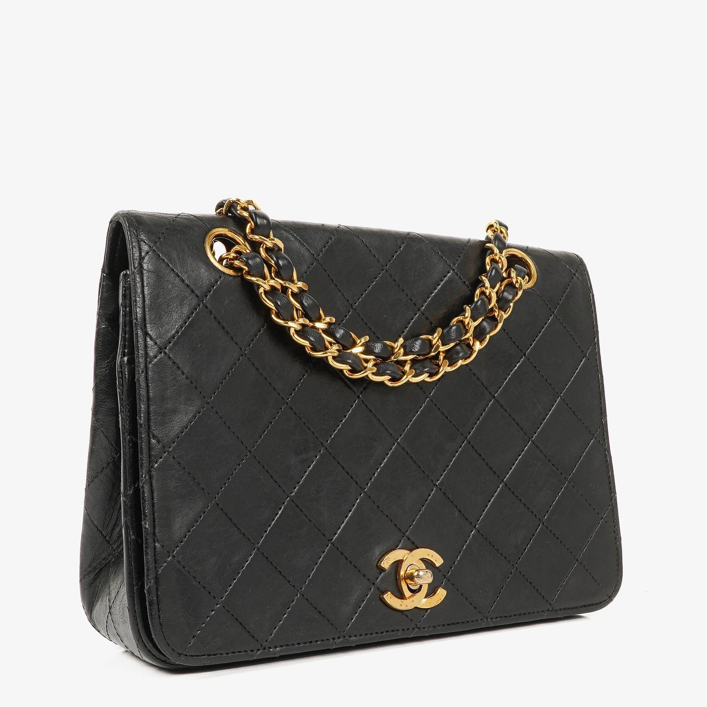 Chanel Full Flap Bag Black Quilted Lambskin 24K Gold-Plated Hardware