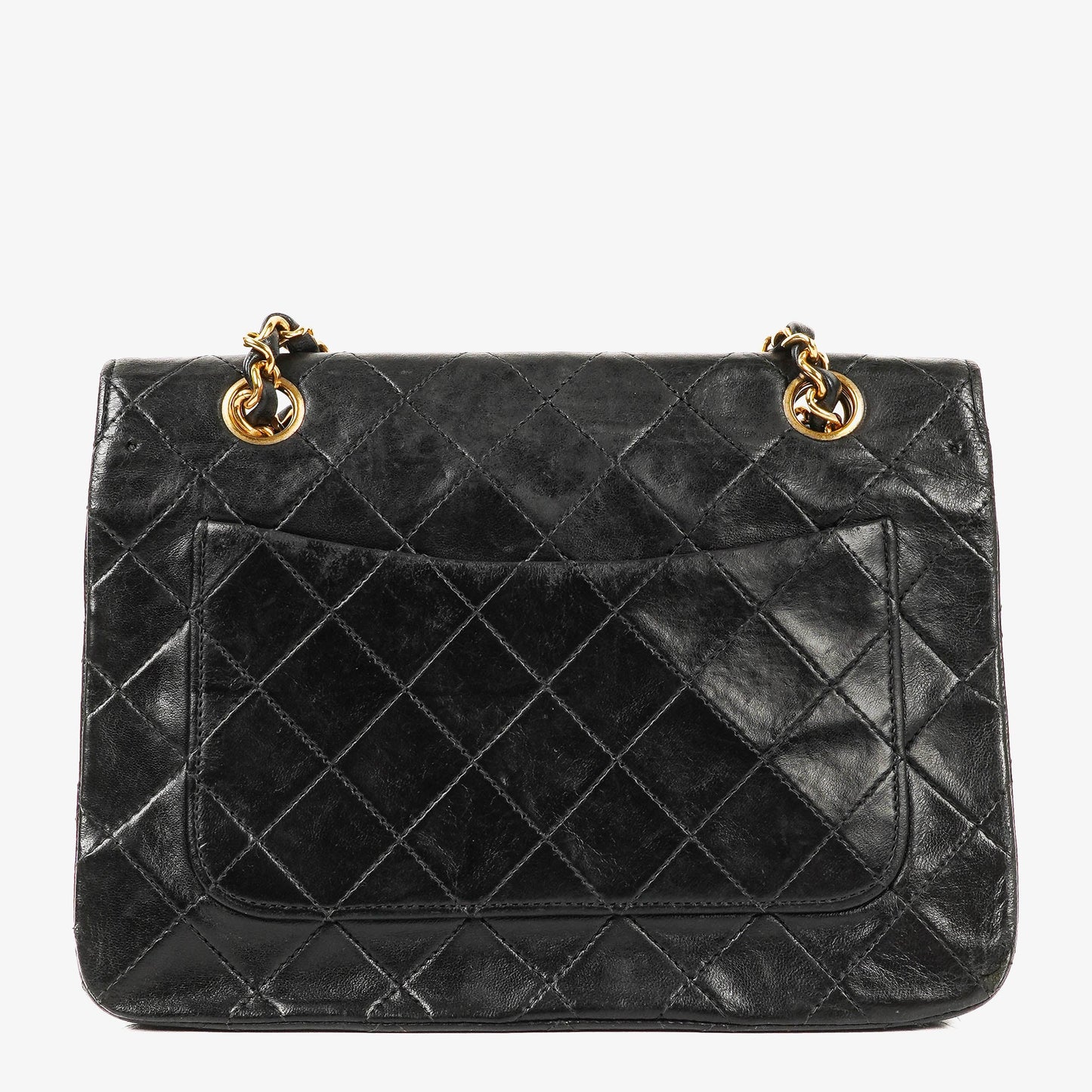 Chanel Full Flap Bag Black Quilted Lambskin 24K Gold-Plated Hardware