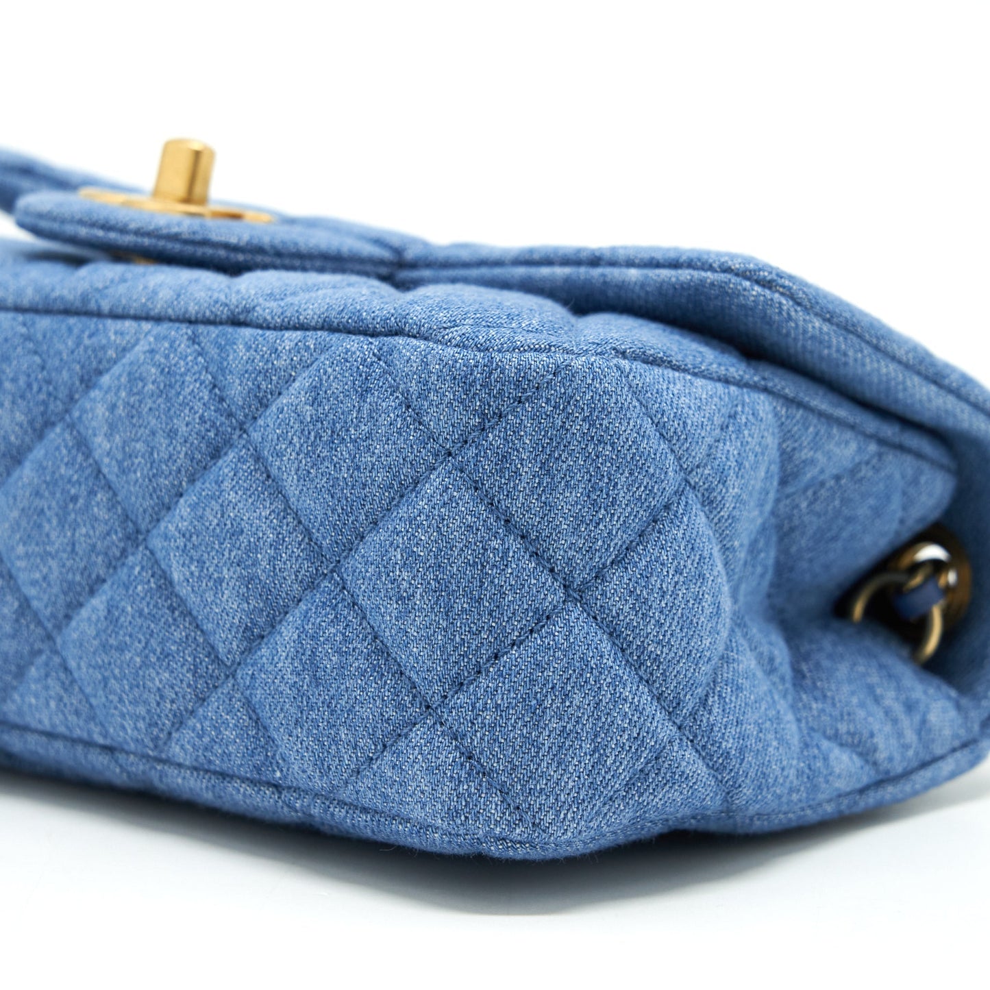 Chanel 21K Pearl Crush Mini Rectangular Flap Bag Denim