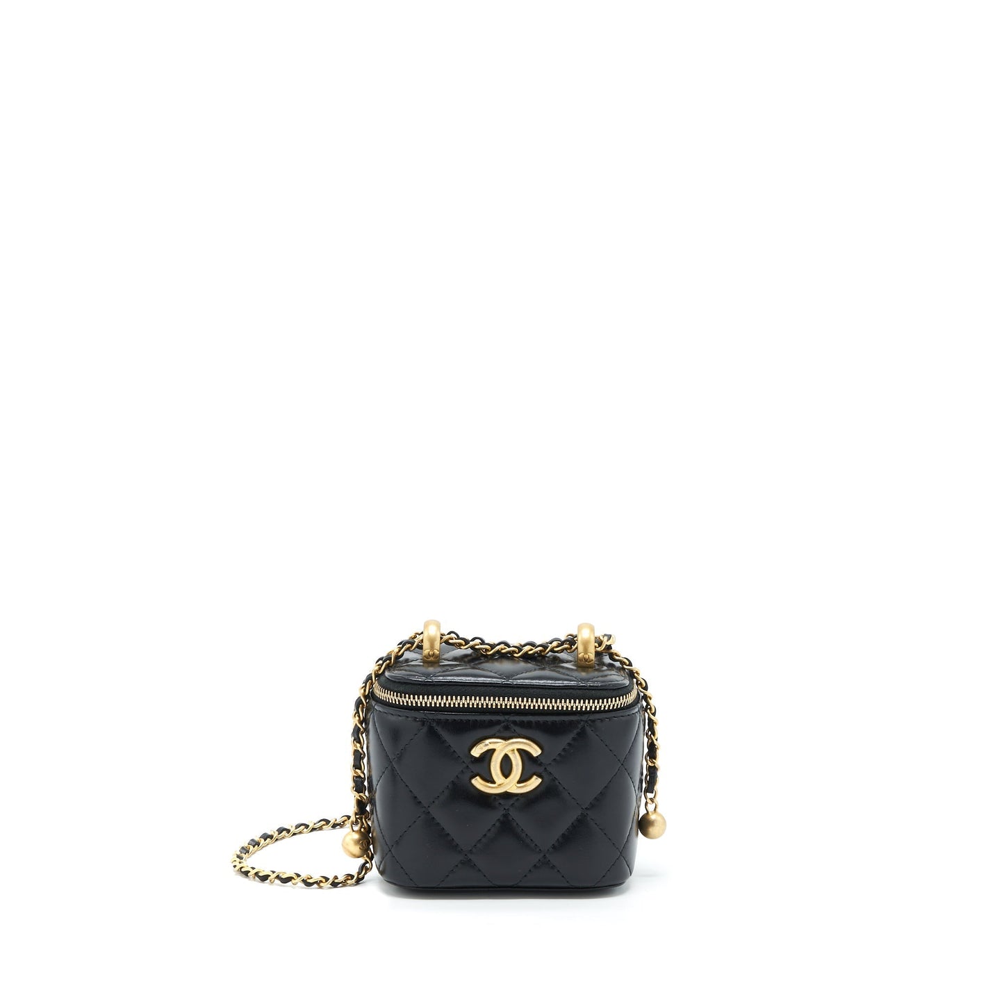 Chanel 21A Gold Crush Mini Vanity Case Calfskin Black