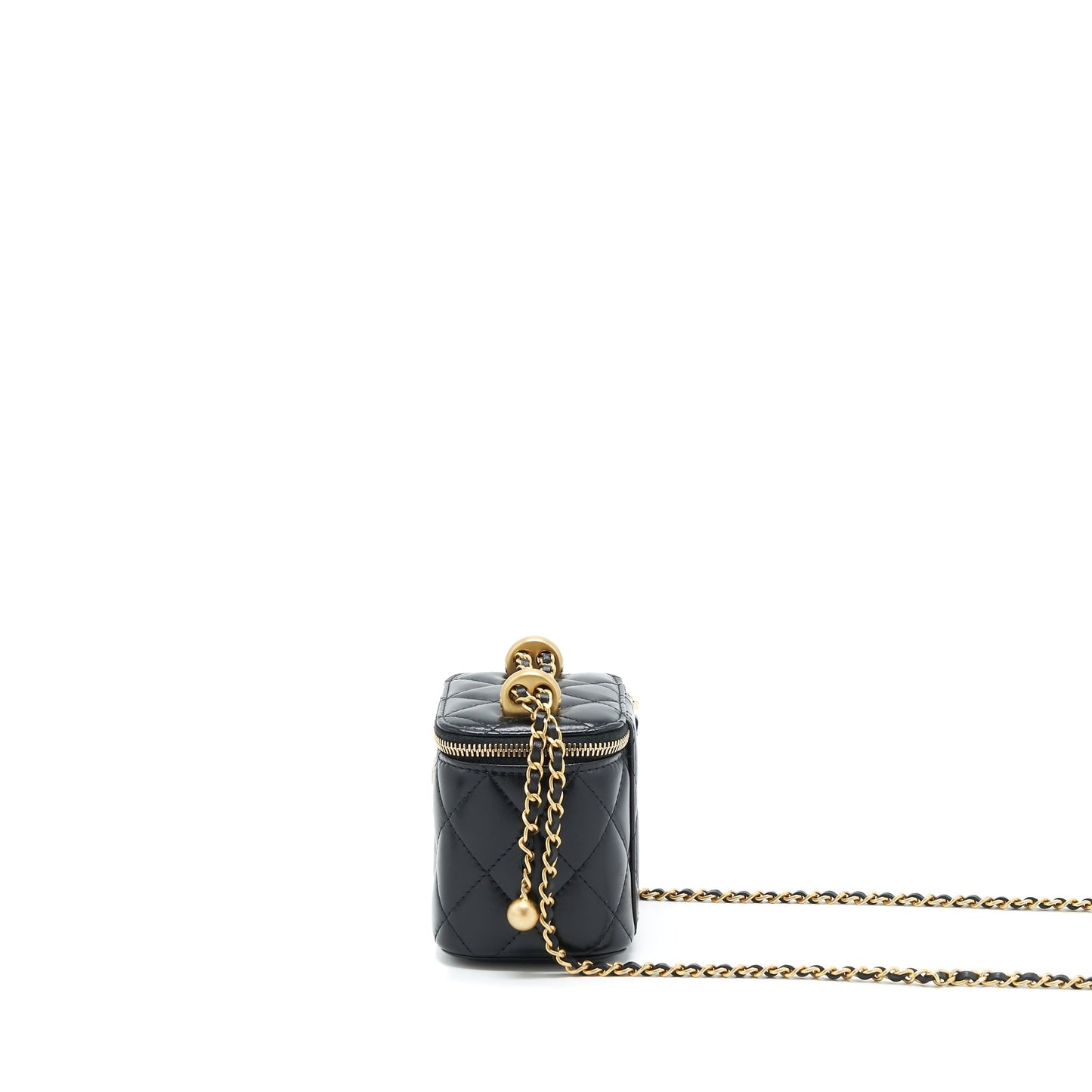 Chanel 21A Gold Crush Mini Vanity Case Calfskin Black