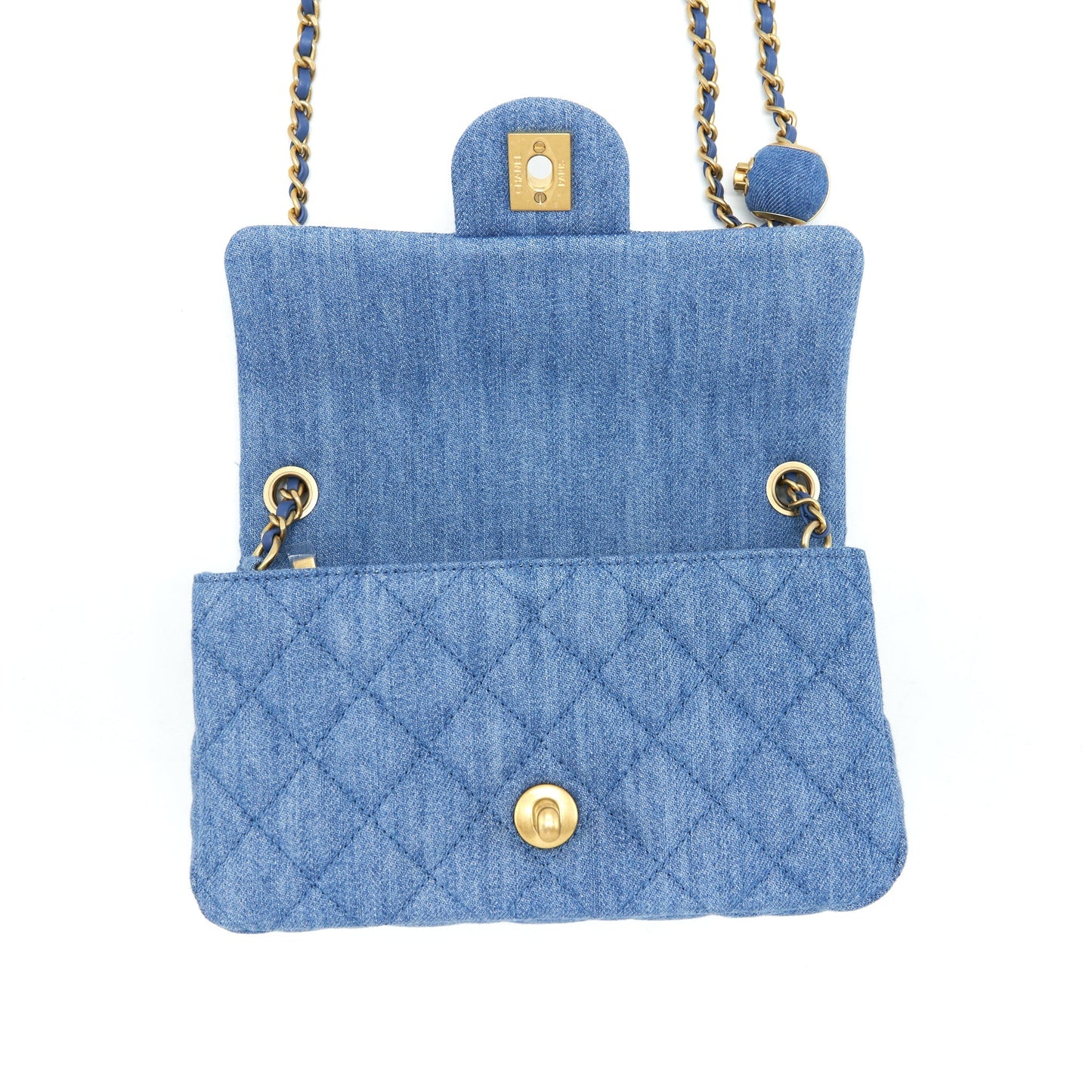 Chanel 21K Pearl Crush Mini Rectangular Flap Bag Denim