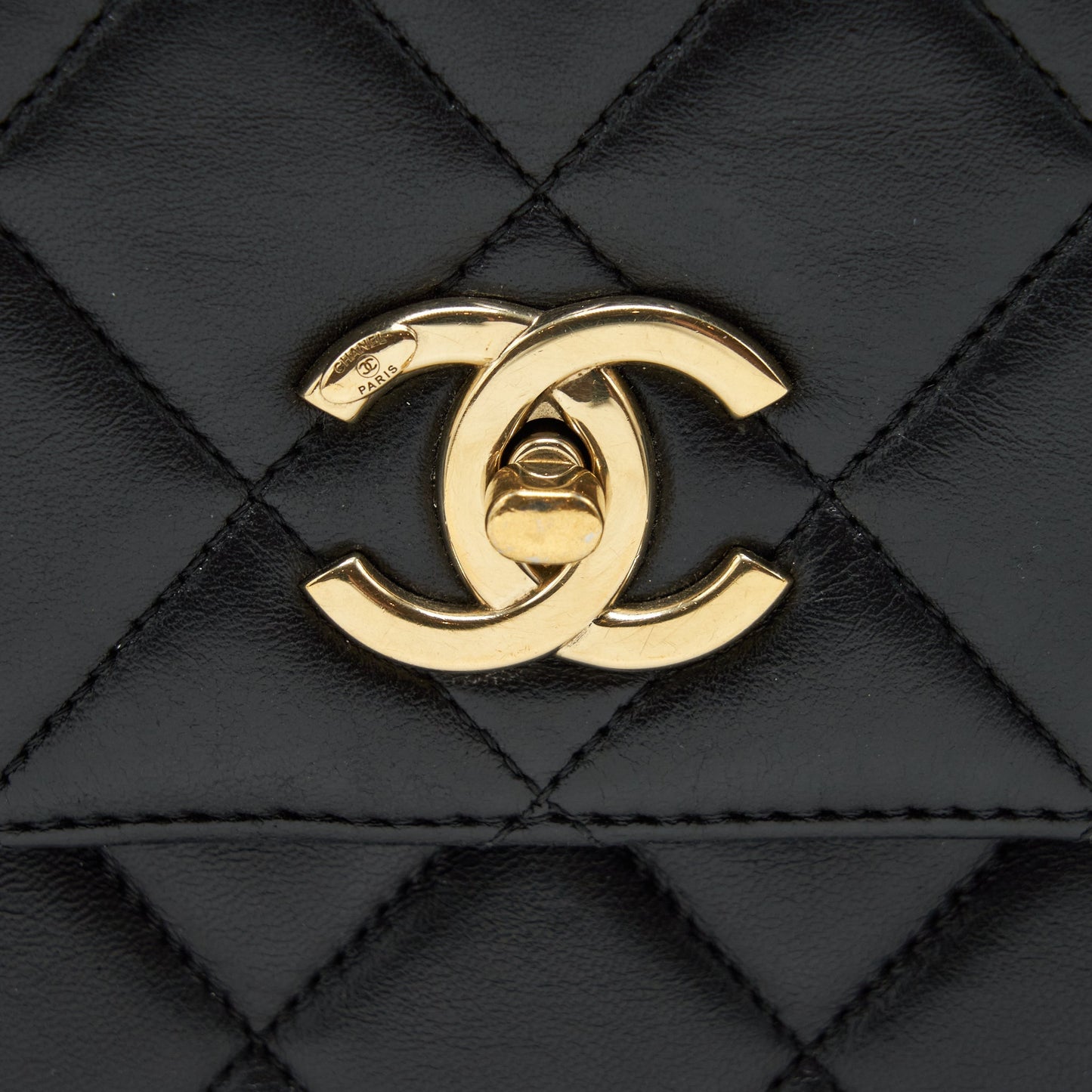 Chanel Small Trendy CC Flap Bag With Top Handle Lambskin Black L