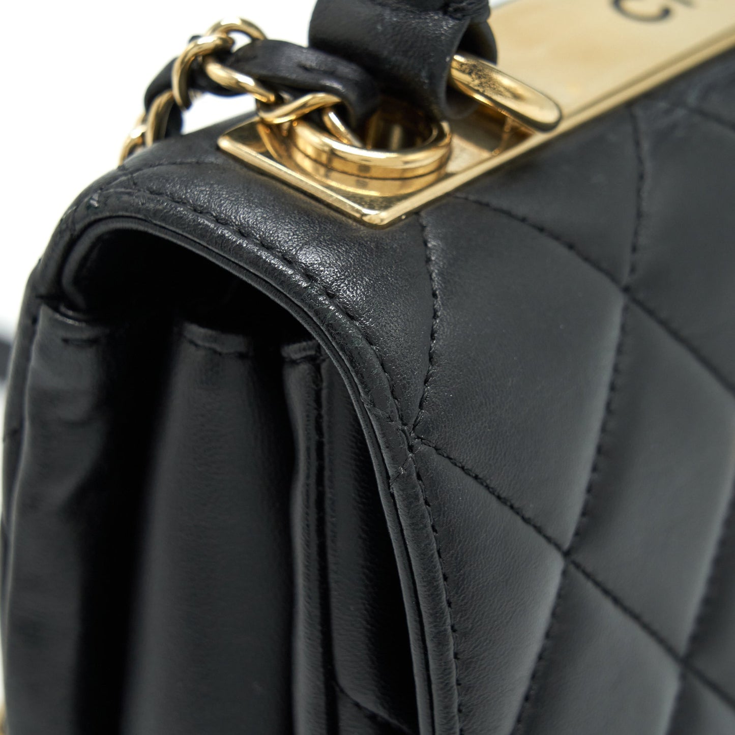 Chanel Small Trendy CC Flap Bag With Top Handle Lambskin Black L
