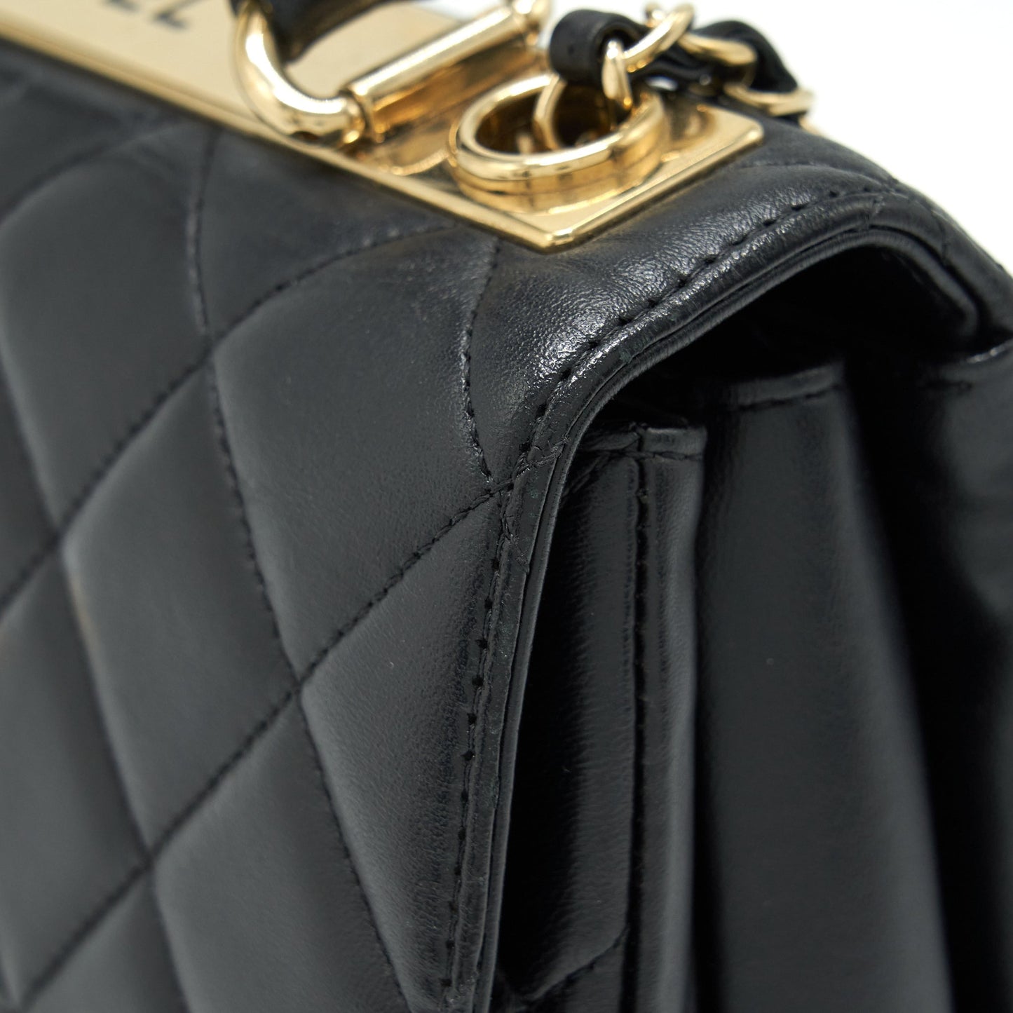 Chanel Small Trendy CC Flap Bag With Top Handle Lambskin Black L