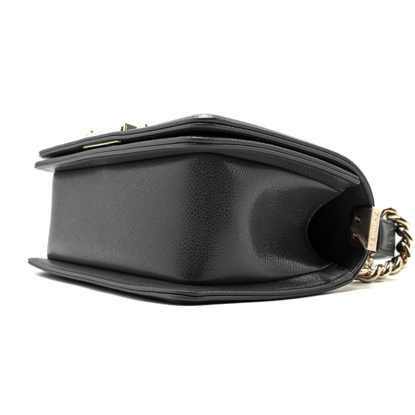 Chanel small boy bag caviar grey L (microchip)