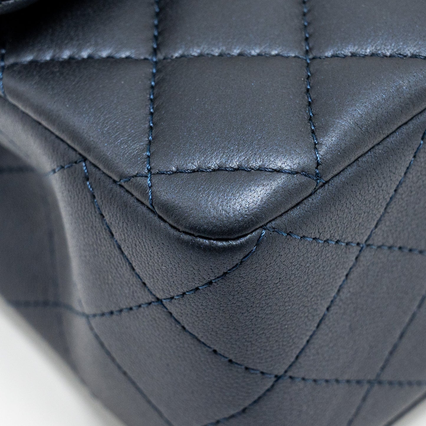 Chanel Top handle mini rectangular flap bag lambskin navy L (microchip)