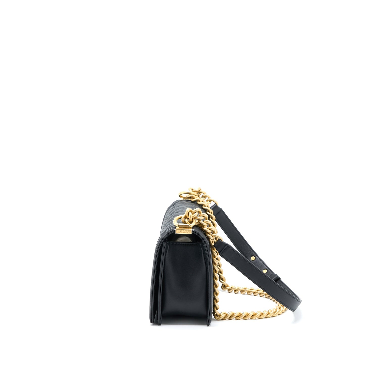 Chanel Medium Boy Bag Calfskin Black  (Microchip)
