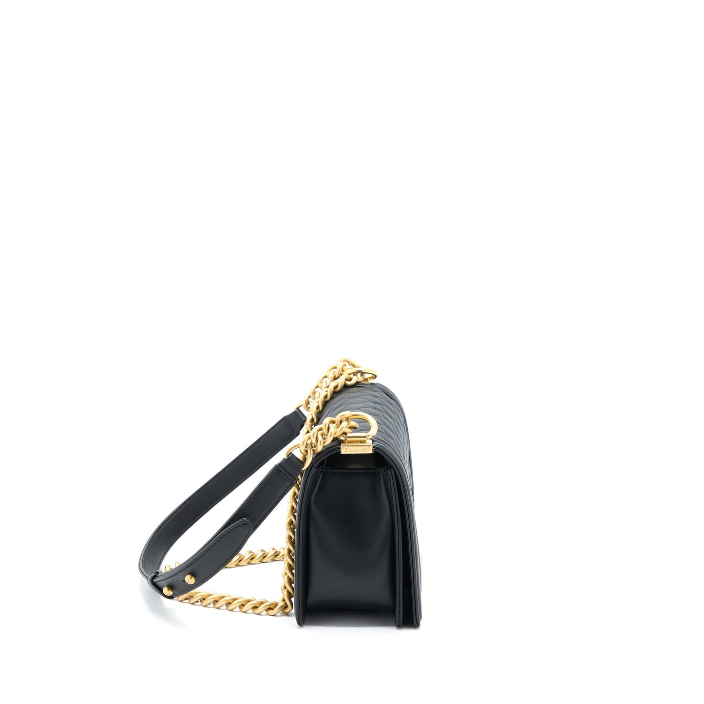 Chanel Medium Boy Bag Calfskin Black  (Microchip)