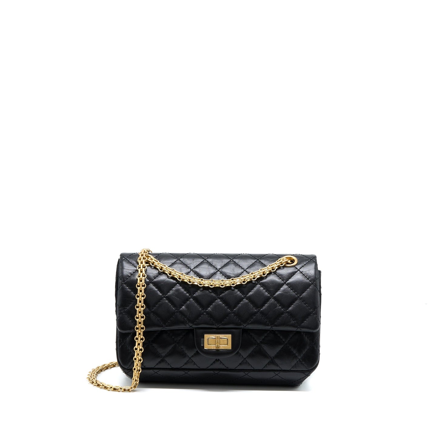 Chanel Small 2.55 Reissue Flap Bag Aged Calfskin Black Brushed