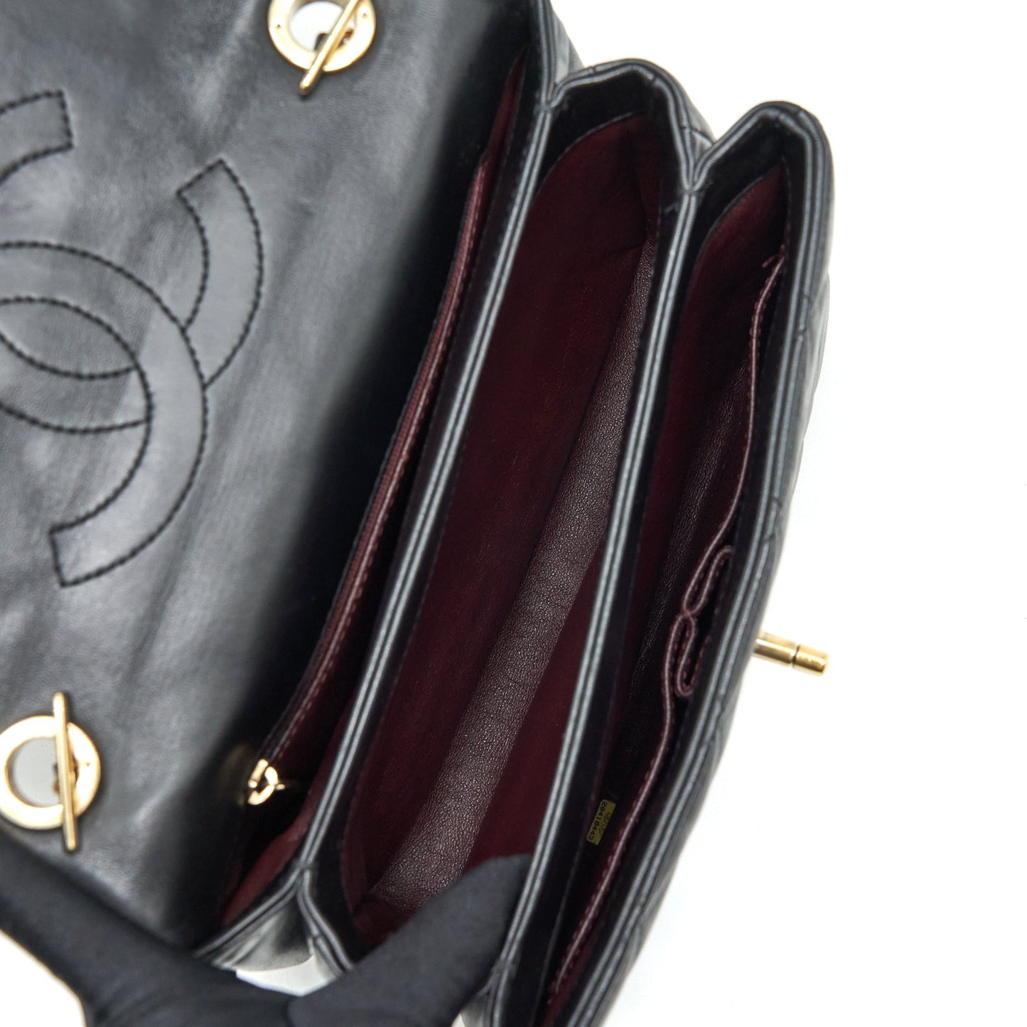Chanel Small Trendy CC Flap Bag With Top Handle Lambskin Black L