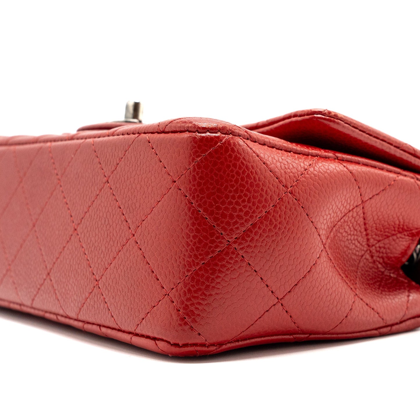 Chanel mini rectangular flap bag caviar red ruthenium hardware