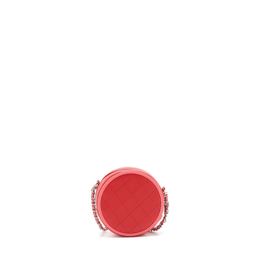 Chanel Round Crossbody Clutch Lambskin Red/Pink