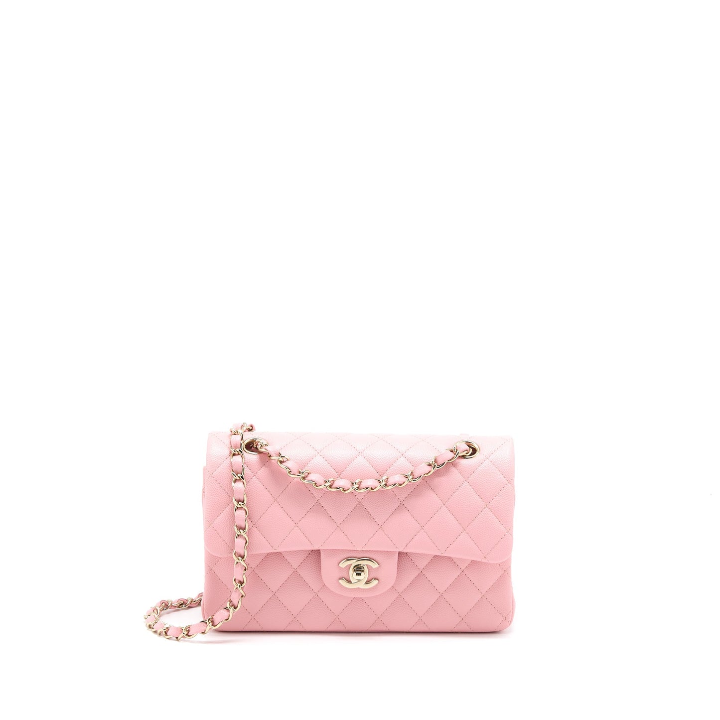 Chanel 22C Small Classic Double Flap Bag Caviar Pink L (Microchip)