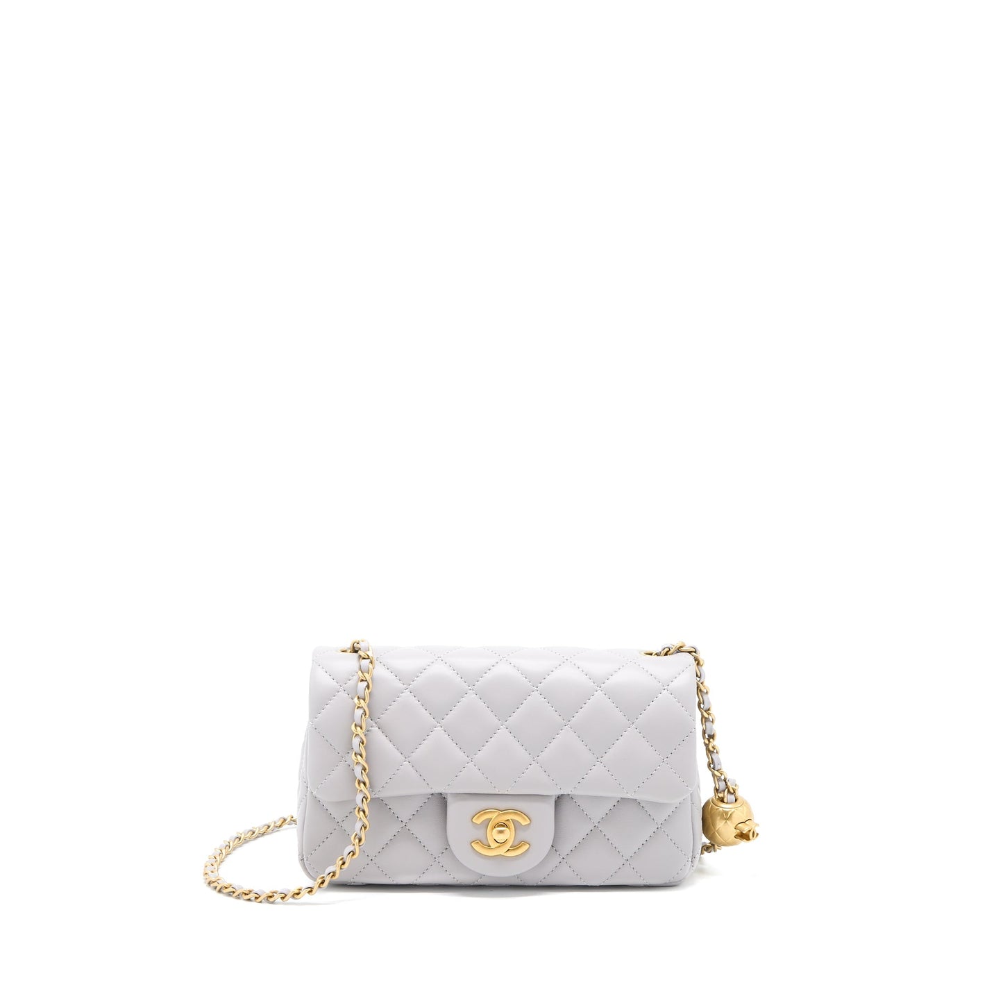Chanel 22B Pearl Crush Mini Rectangular Flap Bag Lambskin Light Grey (Microchip)