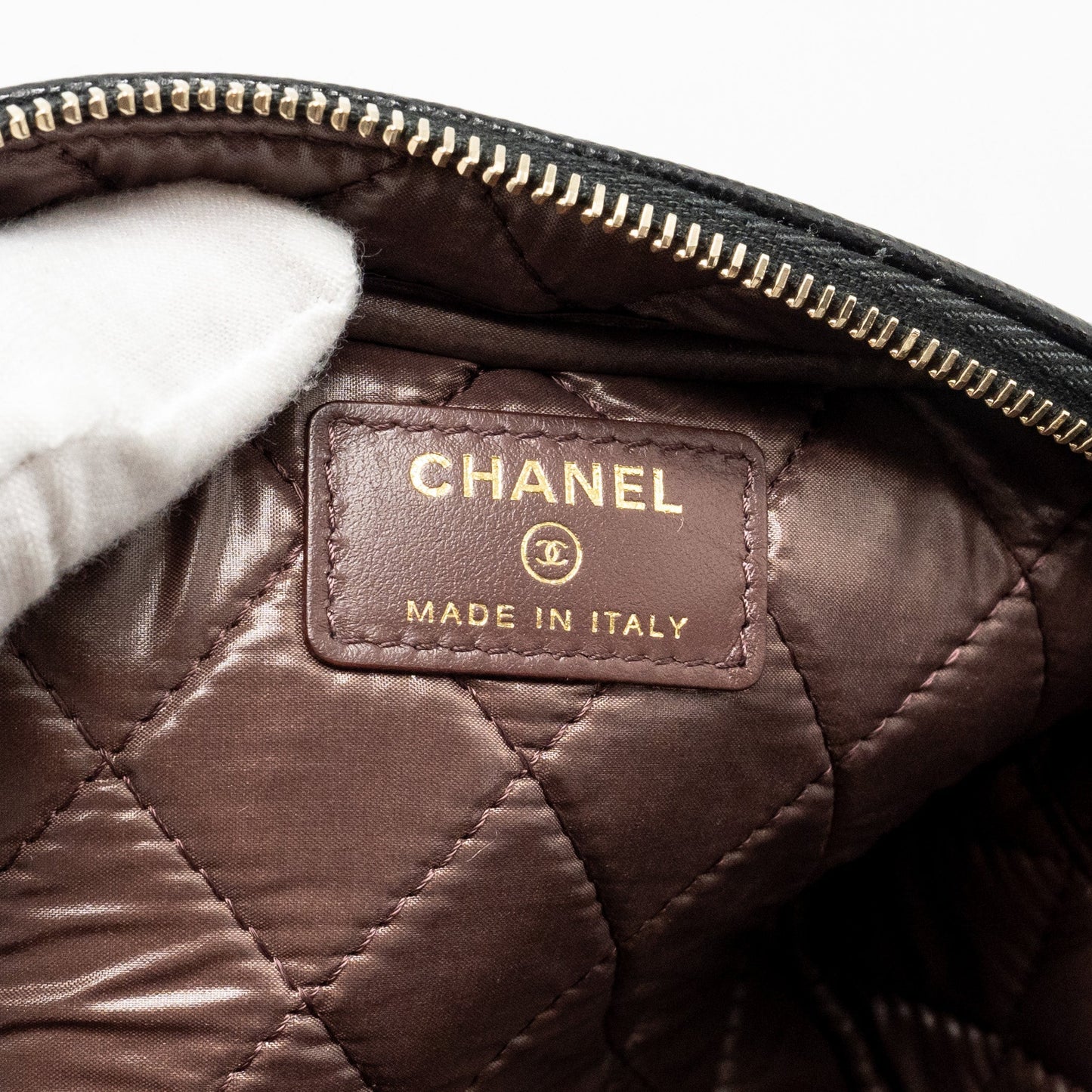 Chanel Double Zip Pouch Cosmetic Case Caviar Black  (Microchip)