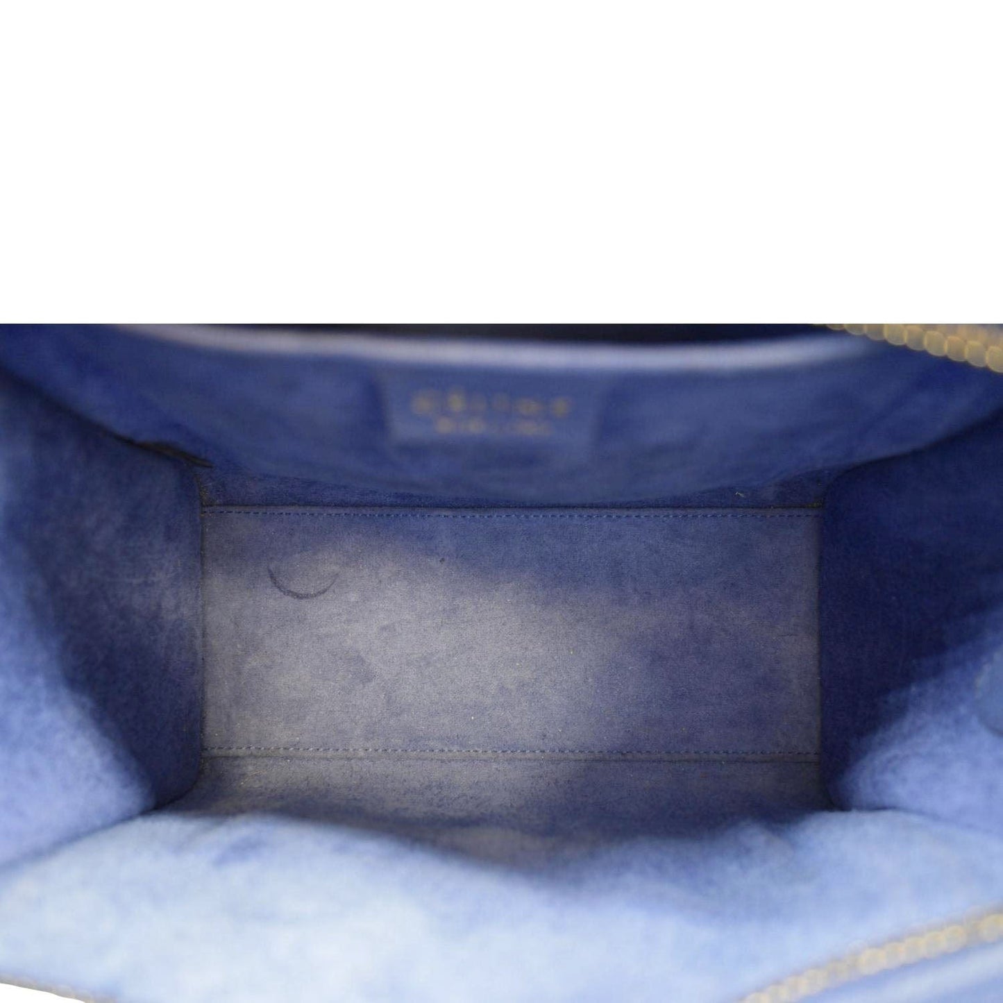 CELINE Nano Luggage Drummed Leather Tote Crossbody Bag Blue