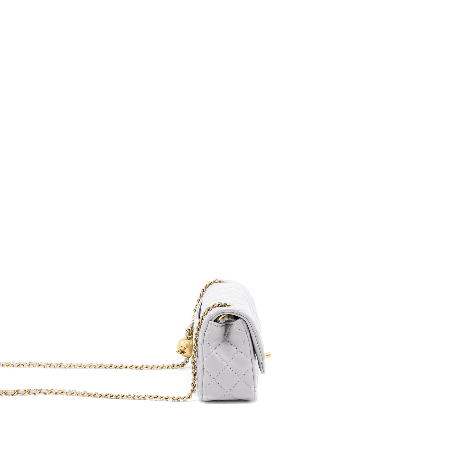 Chanel 22B Pearl Crush Mini Rectangular Flap Bag Lambskin Light Grey (Microchip)