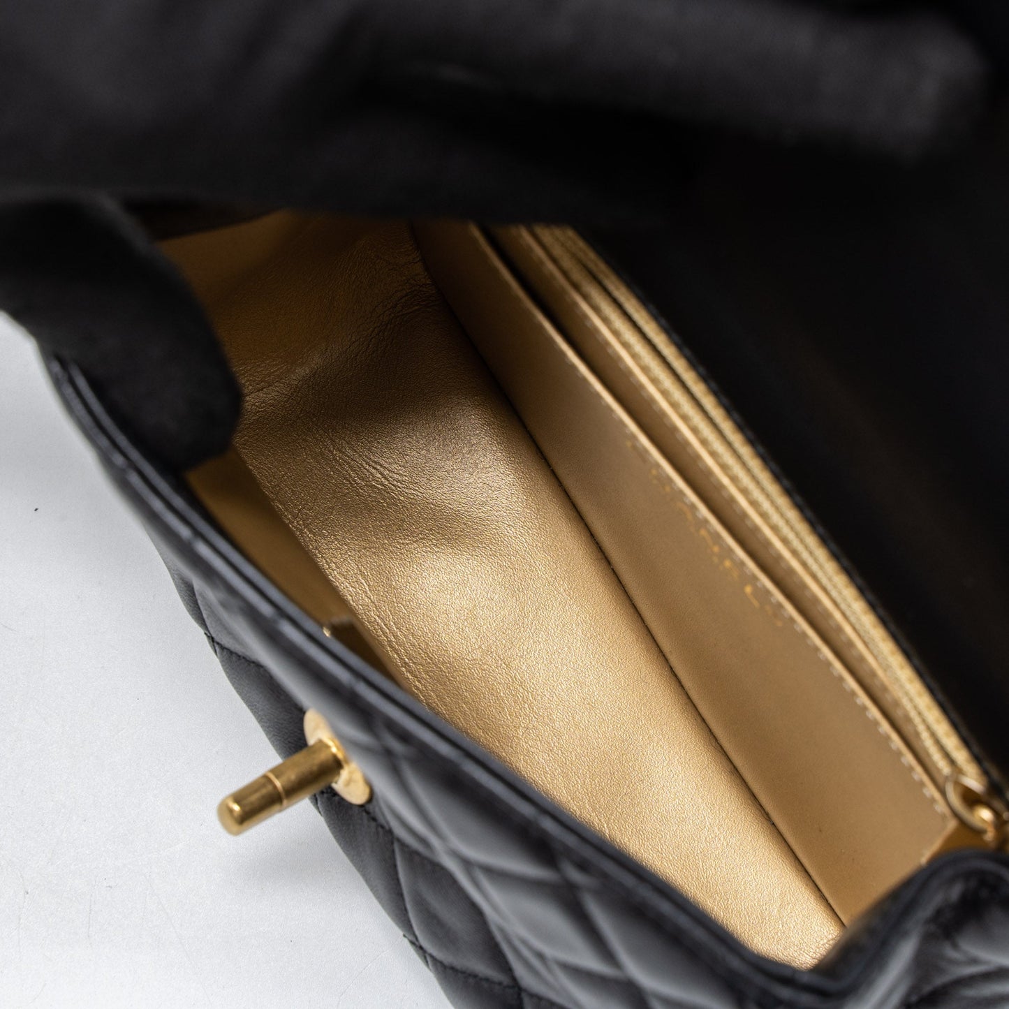 Chanel Pearl Crush Mini Square Flap Bag Lambskin Black Brushed  (Microchip)