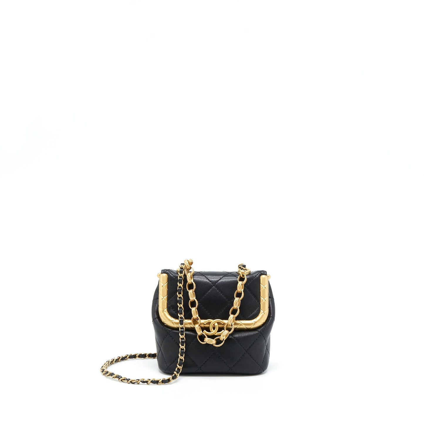 Chanel 20A Kiss-Lock Mini Vanity Flap Bag Calfskin Black