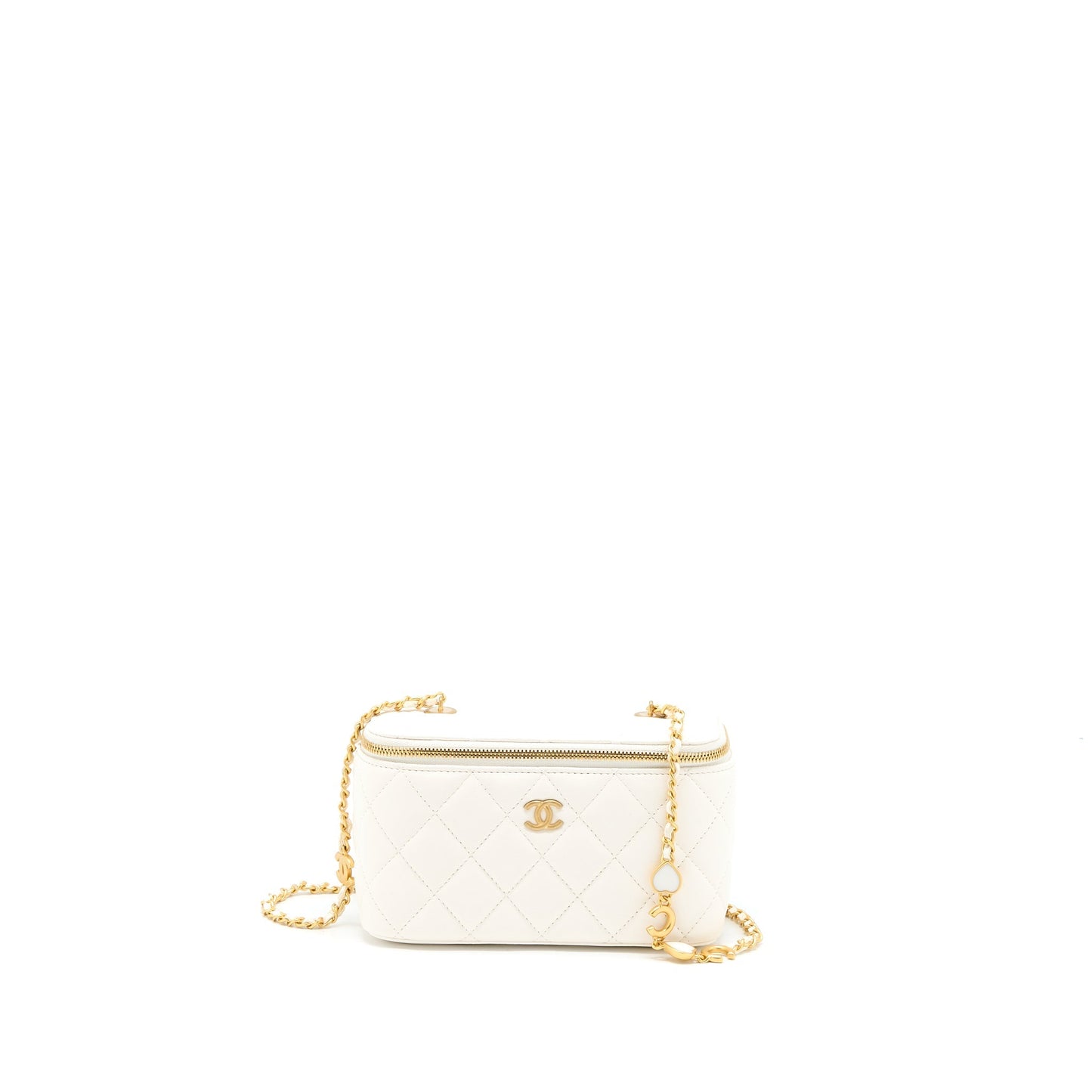 Chanel Coco Letter Long Vanity with Chain Lambskin White