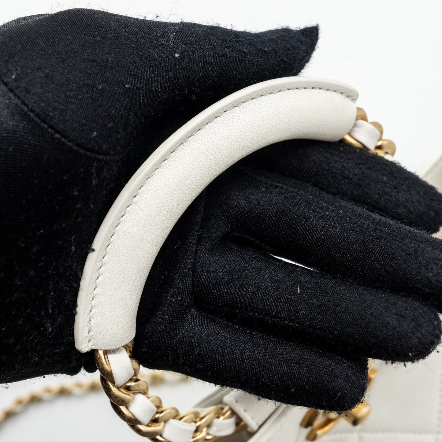 Chanel Round Handle Bucket Backpack Lambskin White